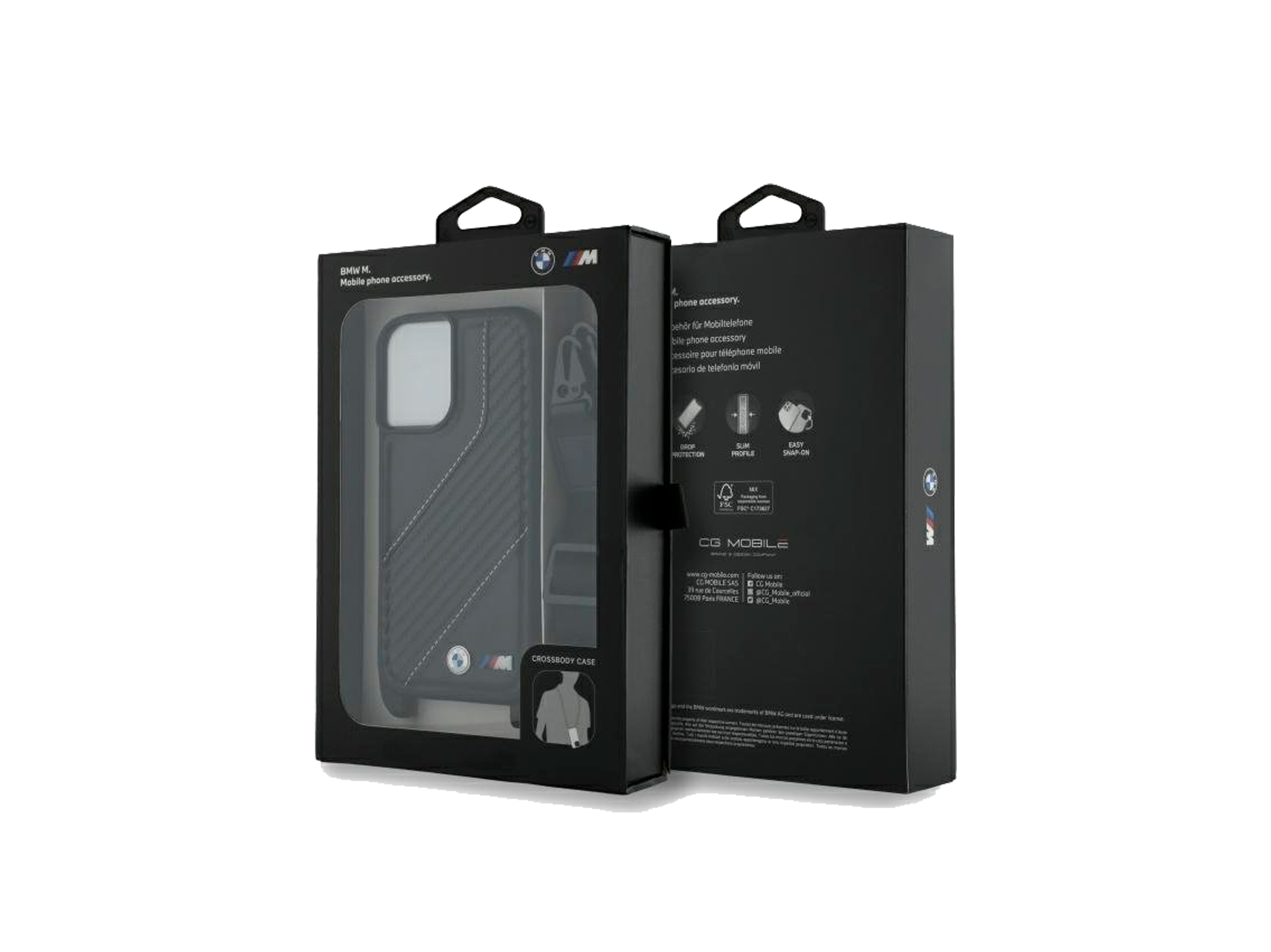 Black BMW M Edition Carbon Stripe & Strap Hardcase for iPhone 16 (6.1")