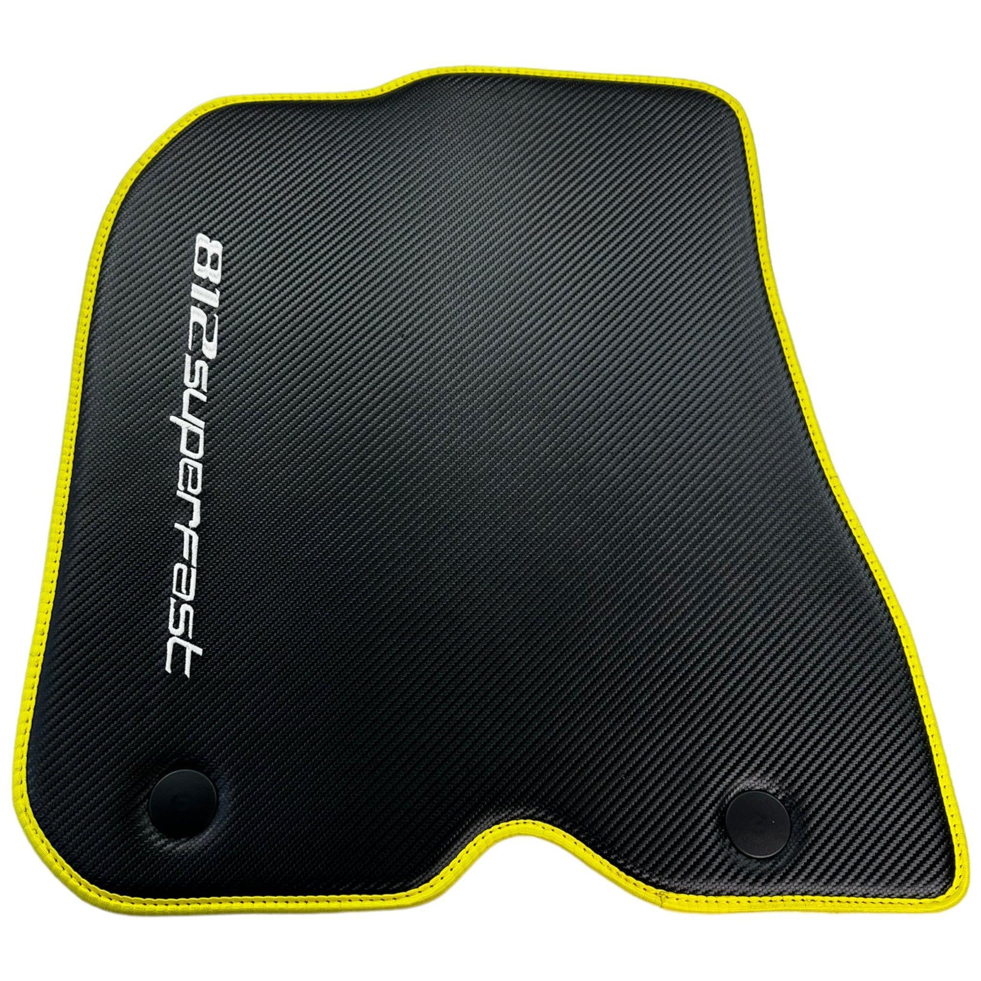 Carbon Floor Mats For Ferrari 812 Superfast (2018-2023) with Yellow Trim - AutoWin