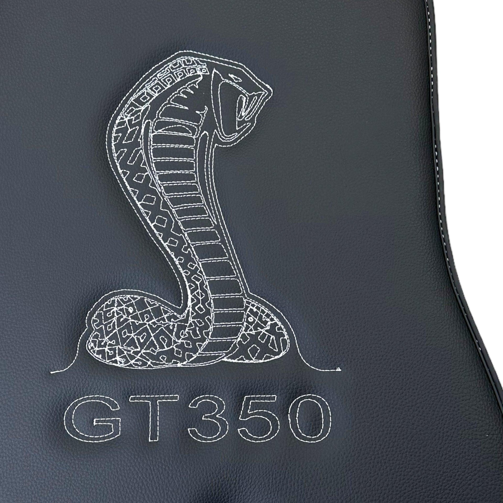 Leather Floor Mats for Ford Mustang GT350 Shelby (2015-2021) with Cobra Sewing - AutoWin