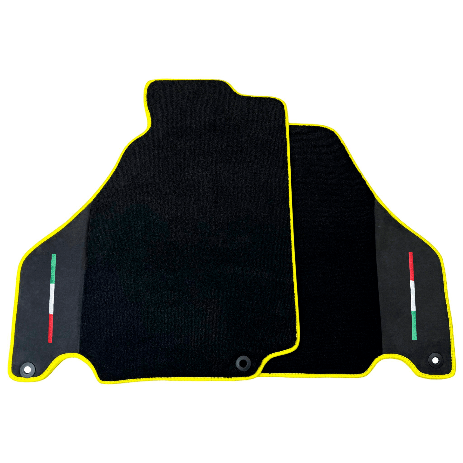 Black Floor Mats for Ferrari 360 Spider with Alcantara Leather | Yellow Trim - AutoWin