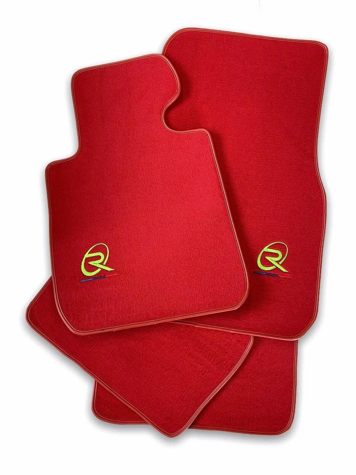 Red Floor Mats For BMW M2 Series F87 ROVBUT Brand Tailored Set Perfect Fit Green SNIP Collection - AutoWin