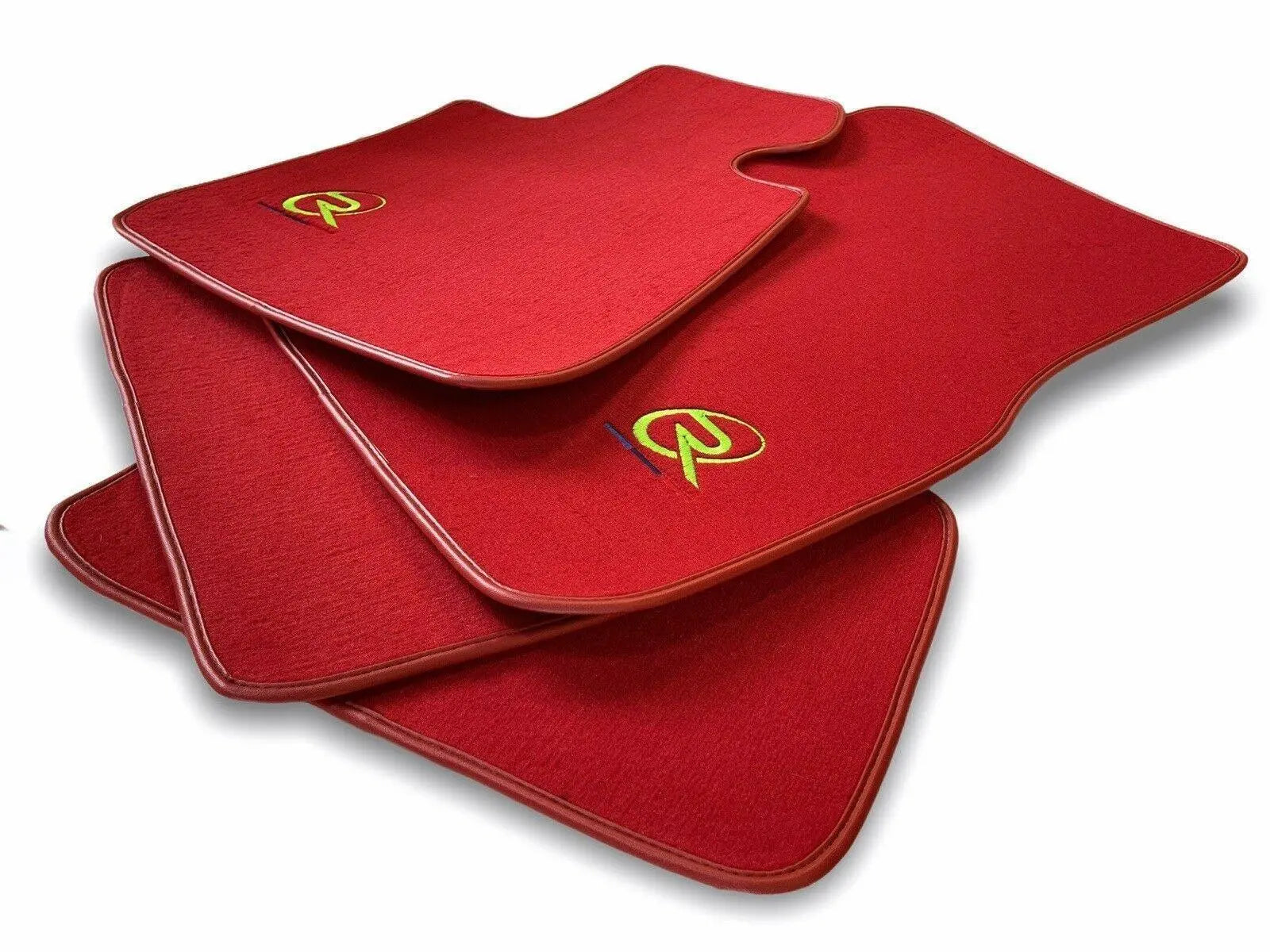 Red Floor Mats For BMW iX (2022-2024) ROVBUT Brand Tailored Set Perfect Fit Green SNIP Collection - AutoWin