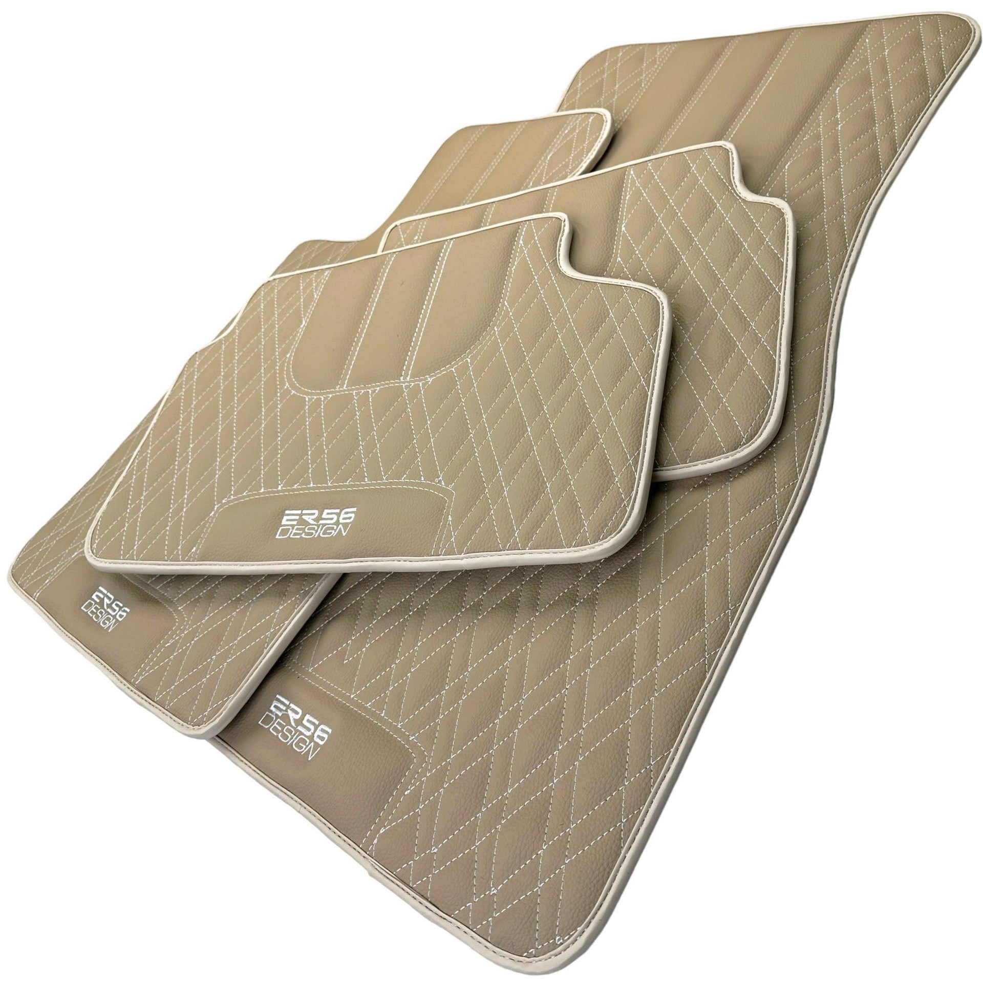 Beige Leather Floor Mats For BMW 4 Series G26 Gran Coupe - AutoWin