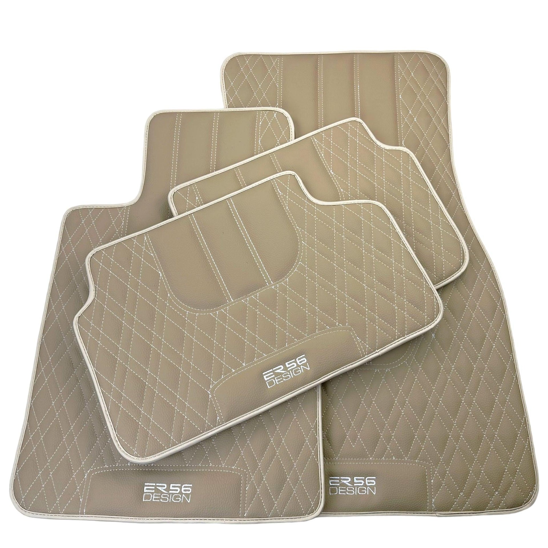 Beige Leather Floor Mats For BMW M3 E46 - AutoWin