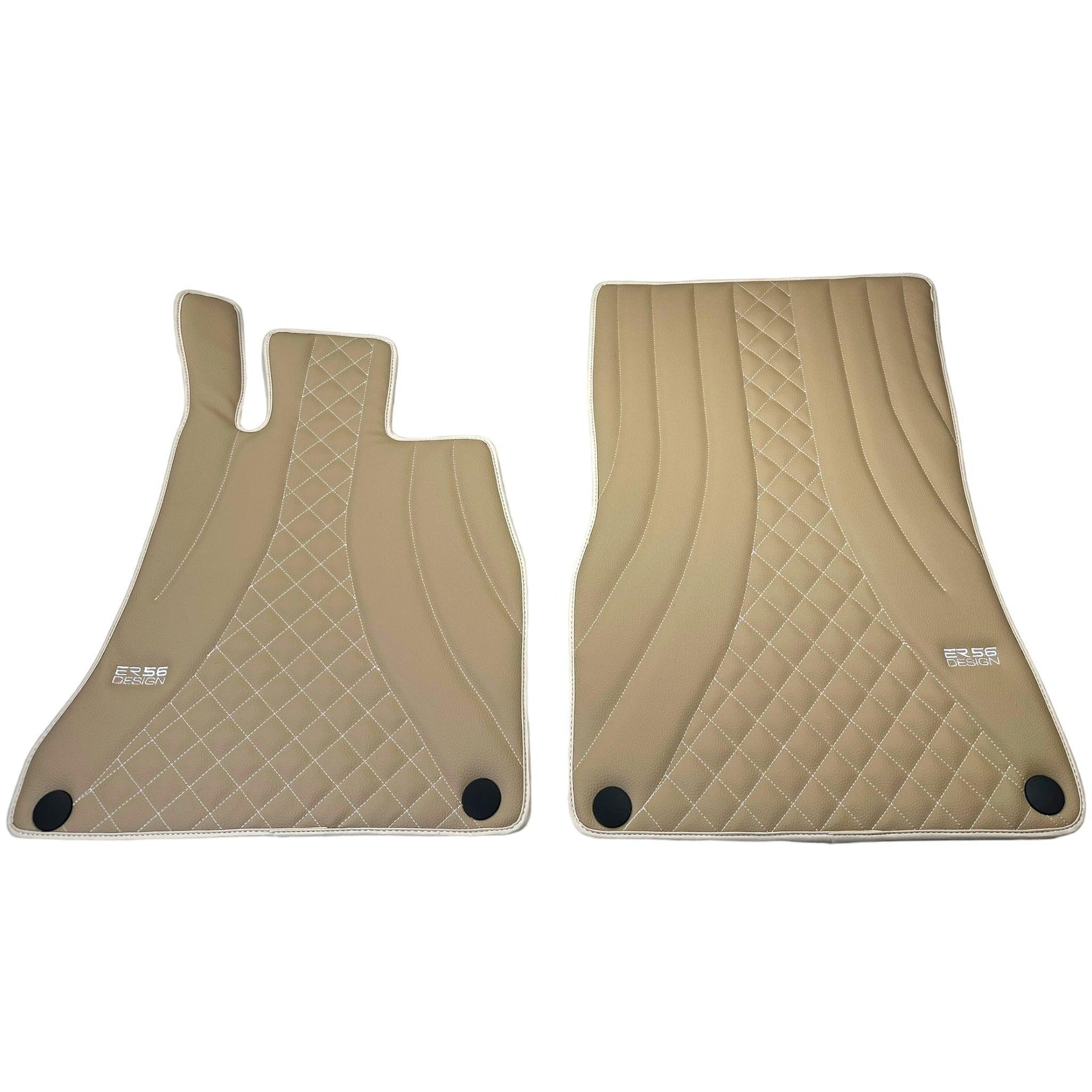 Beige Leather Floor Mats For Mercedes Benz M-Class W164 (2005-2011) | ER56 Design - AutoWin