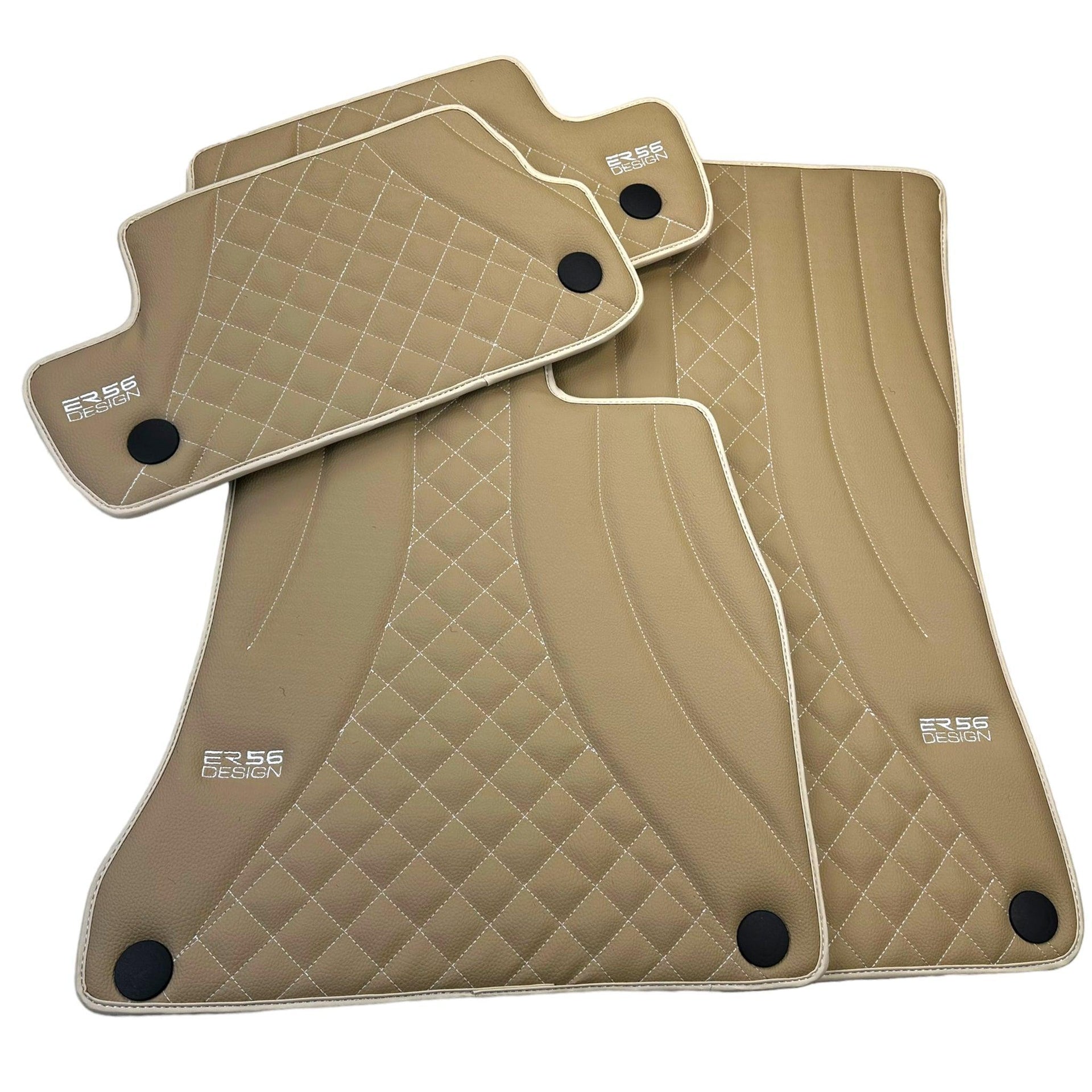 Beige Leather Floor Mats For Mercedes Benz S-Class W222 (2013-2020) Short Wheelbase | ER56 Design - AutoWin