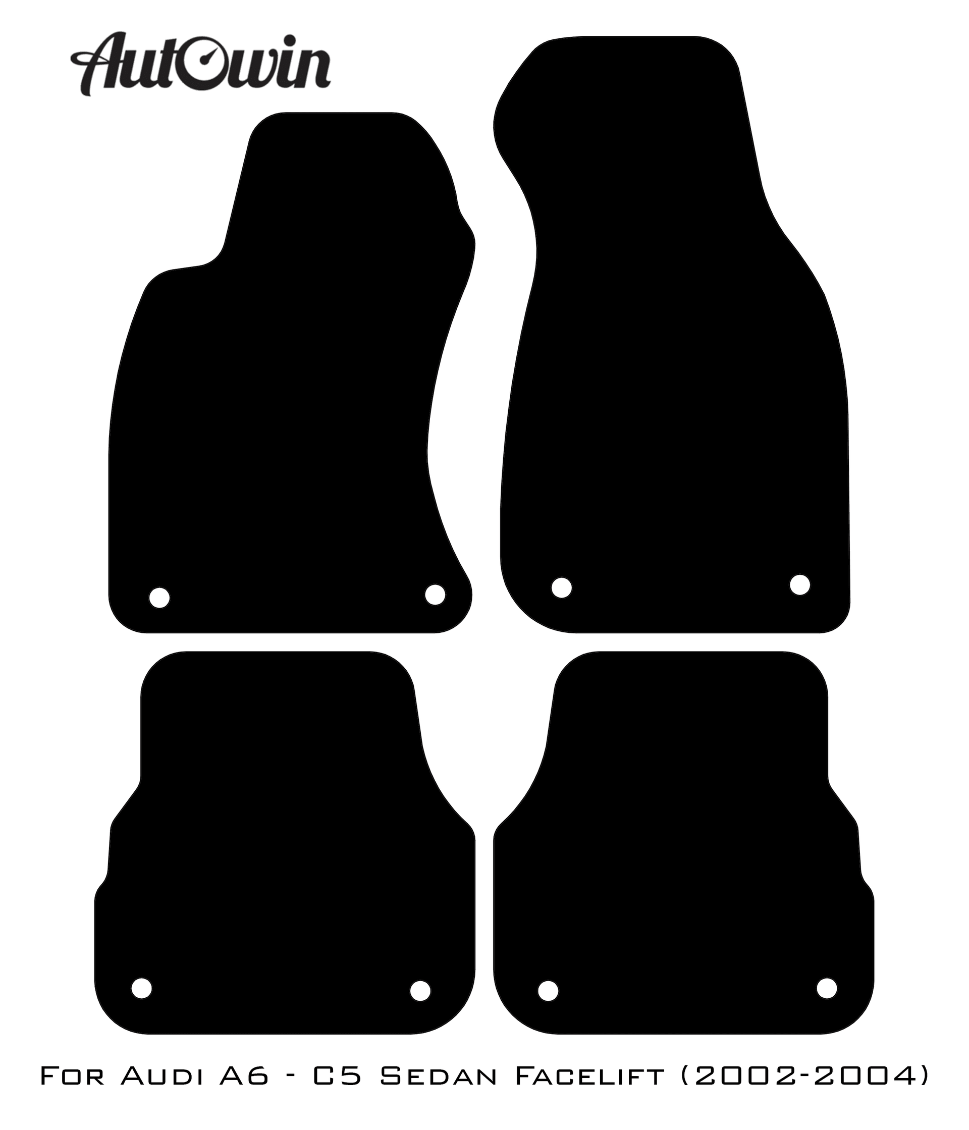 Black Floor Mats for Audi A6 - C5 Sedan Facelift (2002-2004) | Fighter Jet Edition - AutoWin