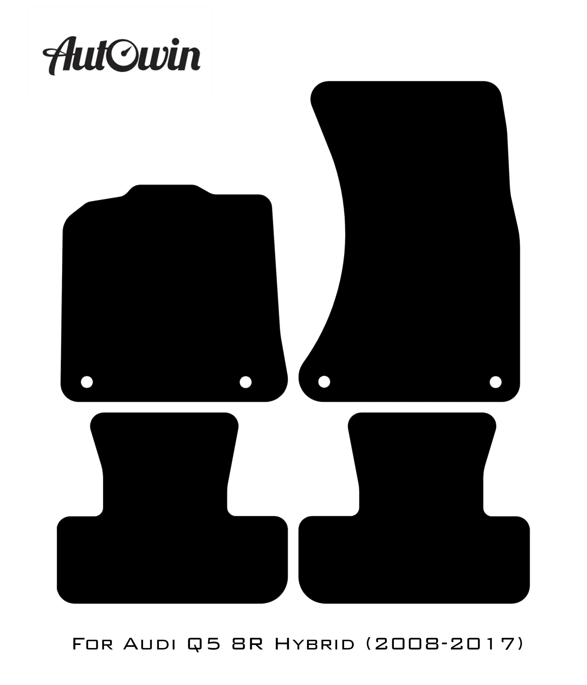 Black Floor Mats for Audi Q5 8R Hybrid (2008-2017) With Orange Alcantara | ER56 Design - AutoWin