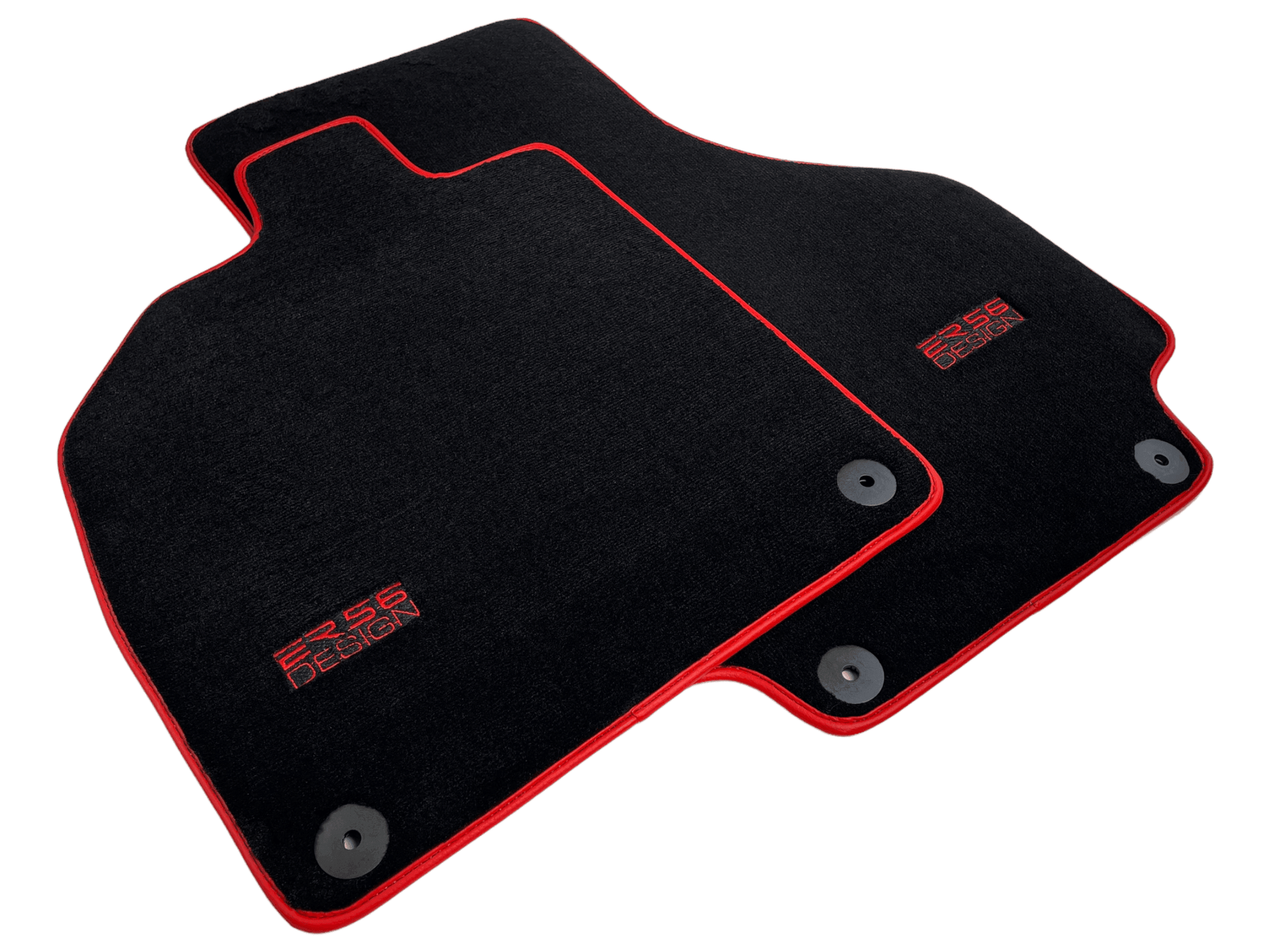 Black Floor Mats For Audi R8 2015-2023 ER56 Design Red Trim - AutoWin