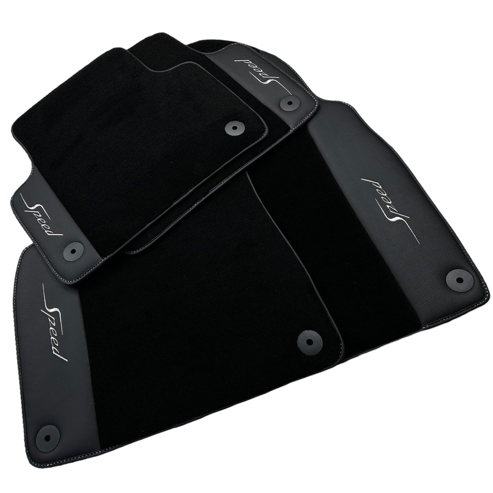 Black Floor Mats For Bentley Flying Spur (2013-2019) with Leather - AutoWin