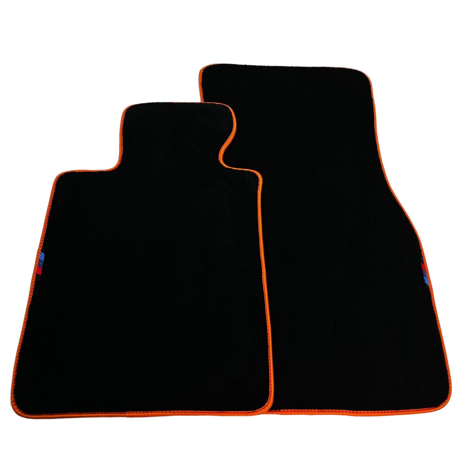 Black Floor Mats For BMW 7 Series F01 | Orange Trim AutoWin Brand - AutoWin