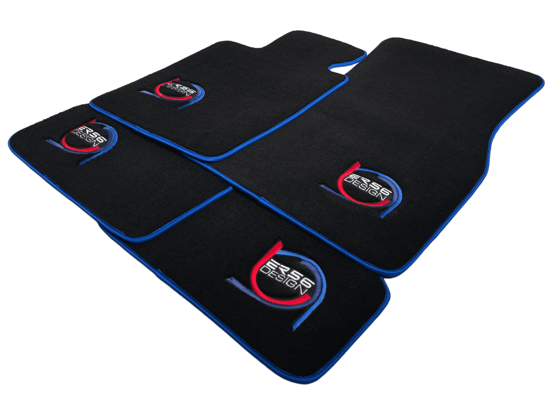 Black Floor Mats For BMW M3 4-door E90 ER56 Design Limited Edition Blue Trim - AutoWin