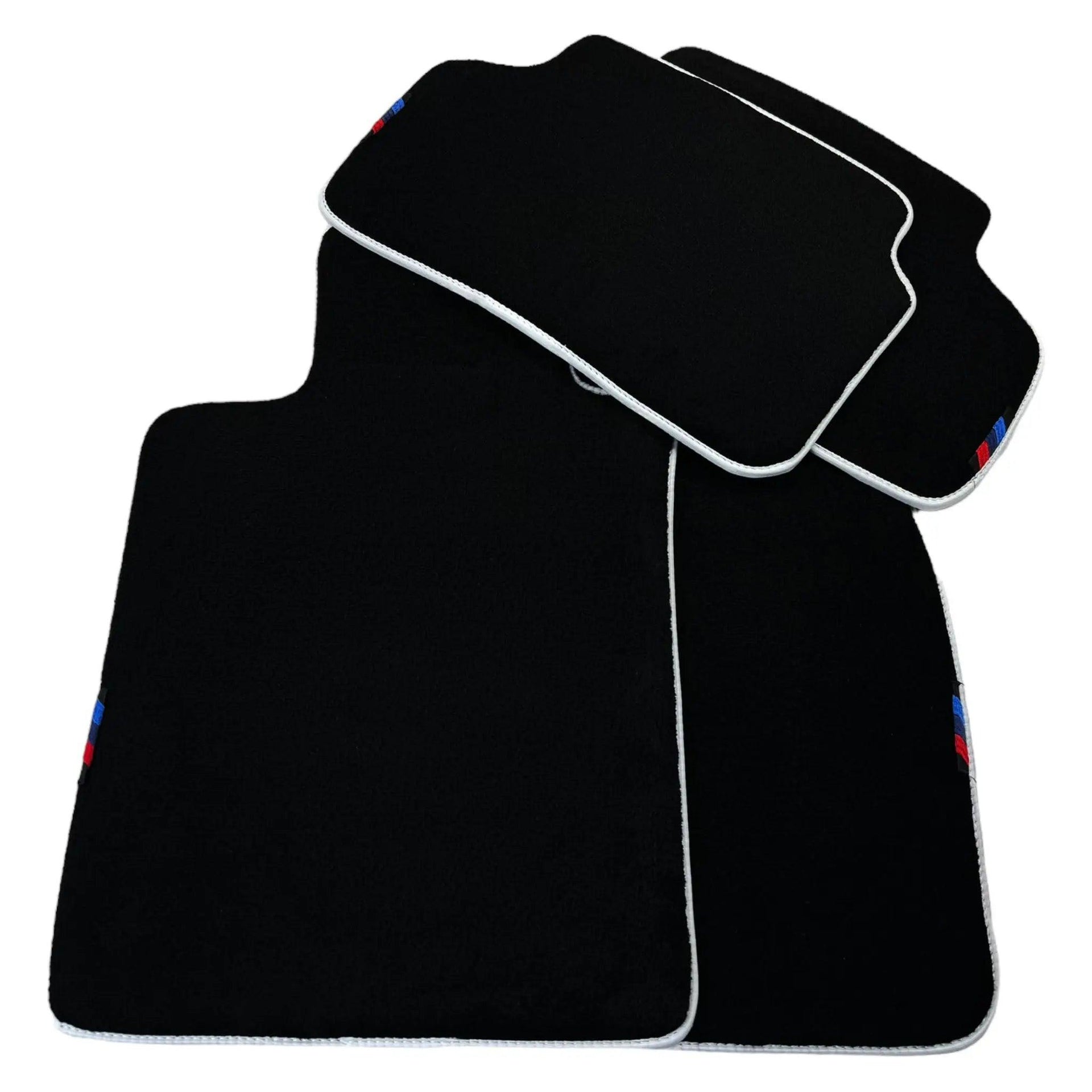 Black Floor Mats For BMW M8 Series Convertible F91 | White Trim AutoWin Brand - AutoWin