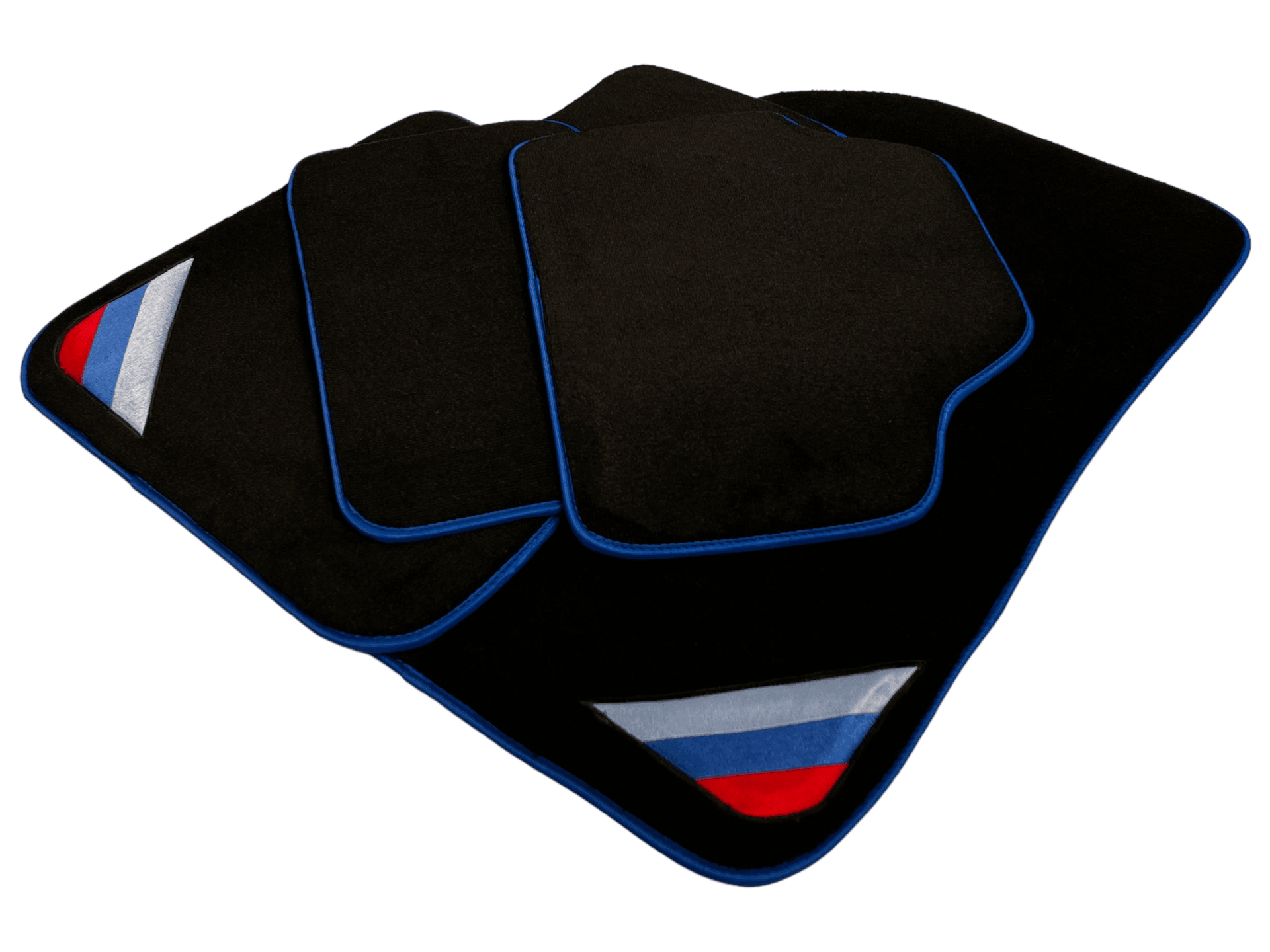 Black Floor Mats For BMW X1 Series E84 With Blue Trim - AutoWin