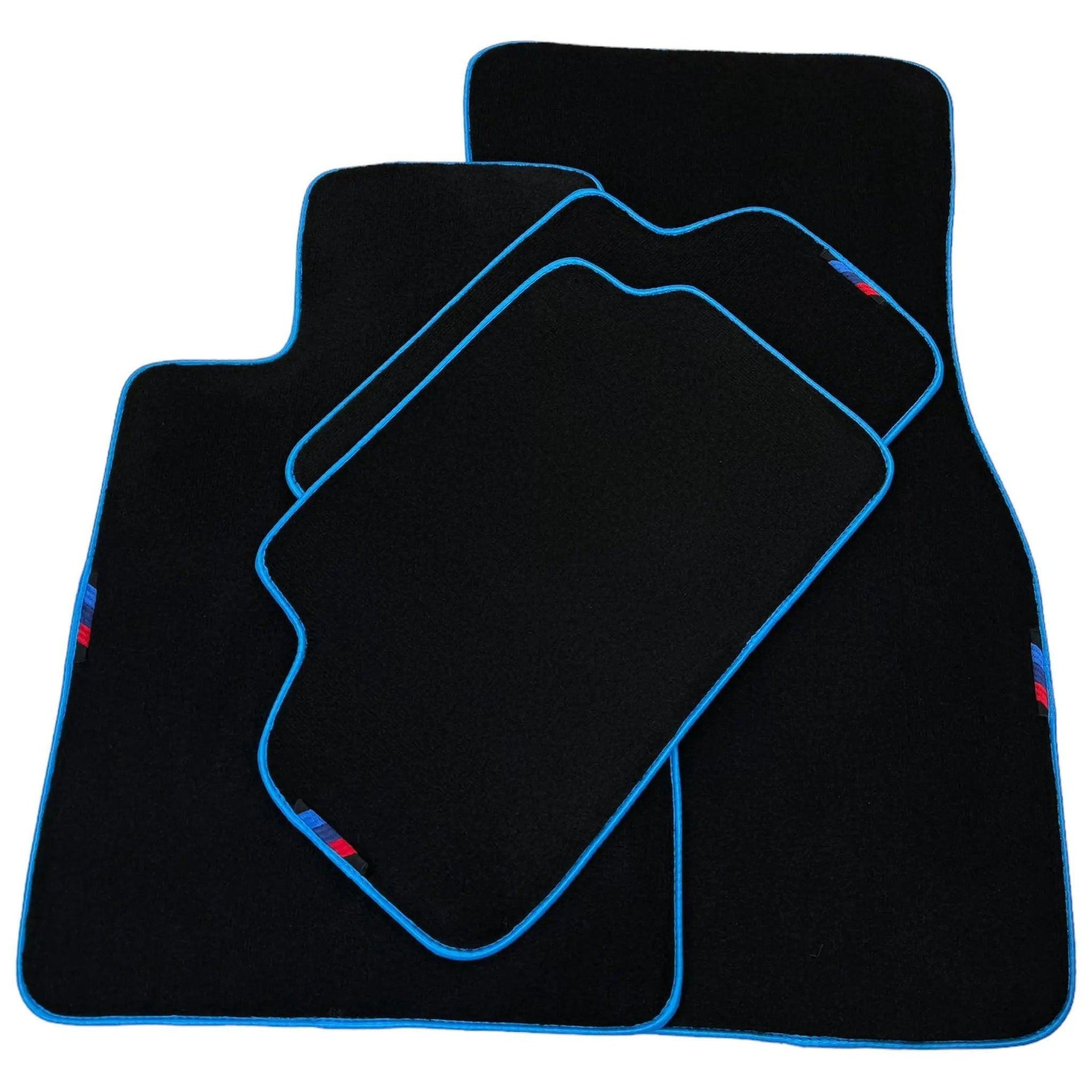 Black Floor Mats For BMW X5 Series E70 | Sky Blue Trim - AutoWin
