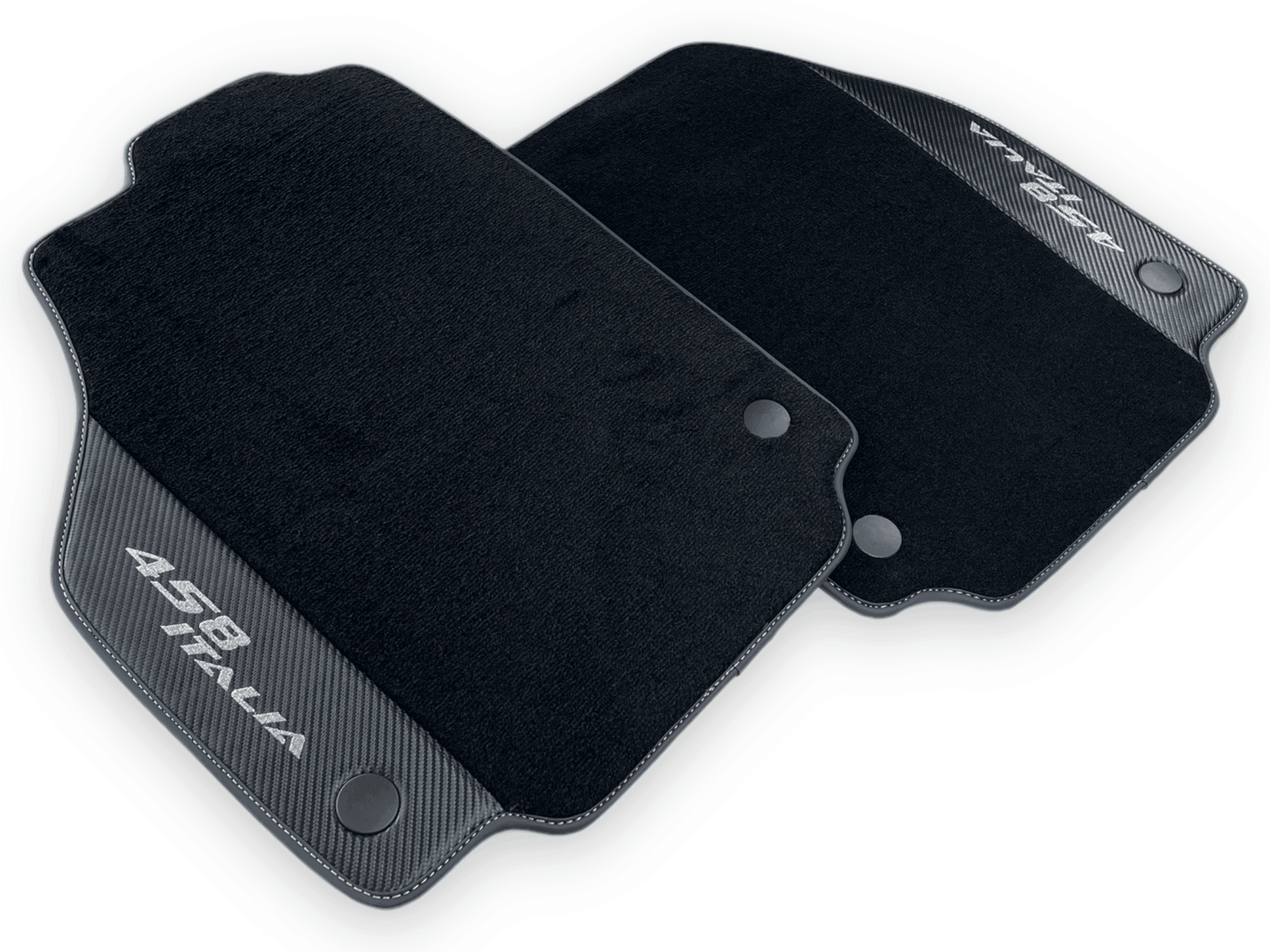 Black Floor Mats For Ferrari 458 Italia 2009-2015 With Carbon Fiber Leather - AutoWin