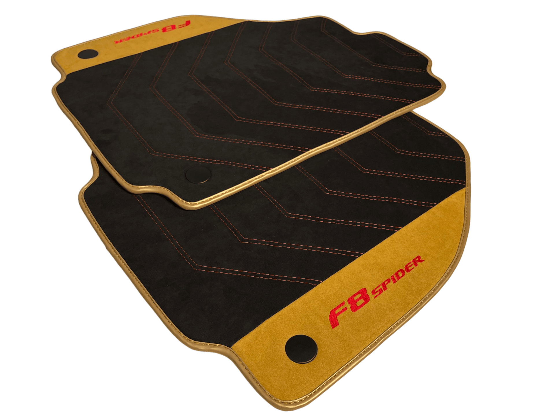 Black Floor Mats For Ferrari F8 Spider 2019-2022 With Tan Alcantara Leather - AutoWin