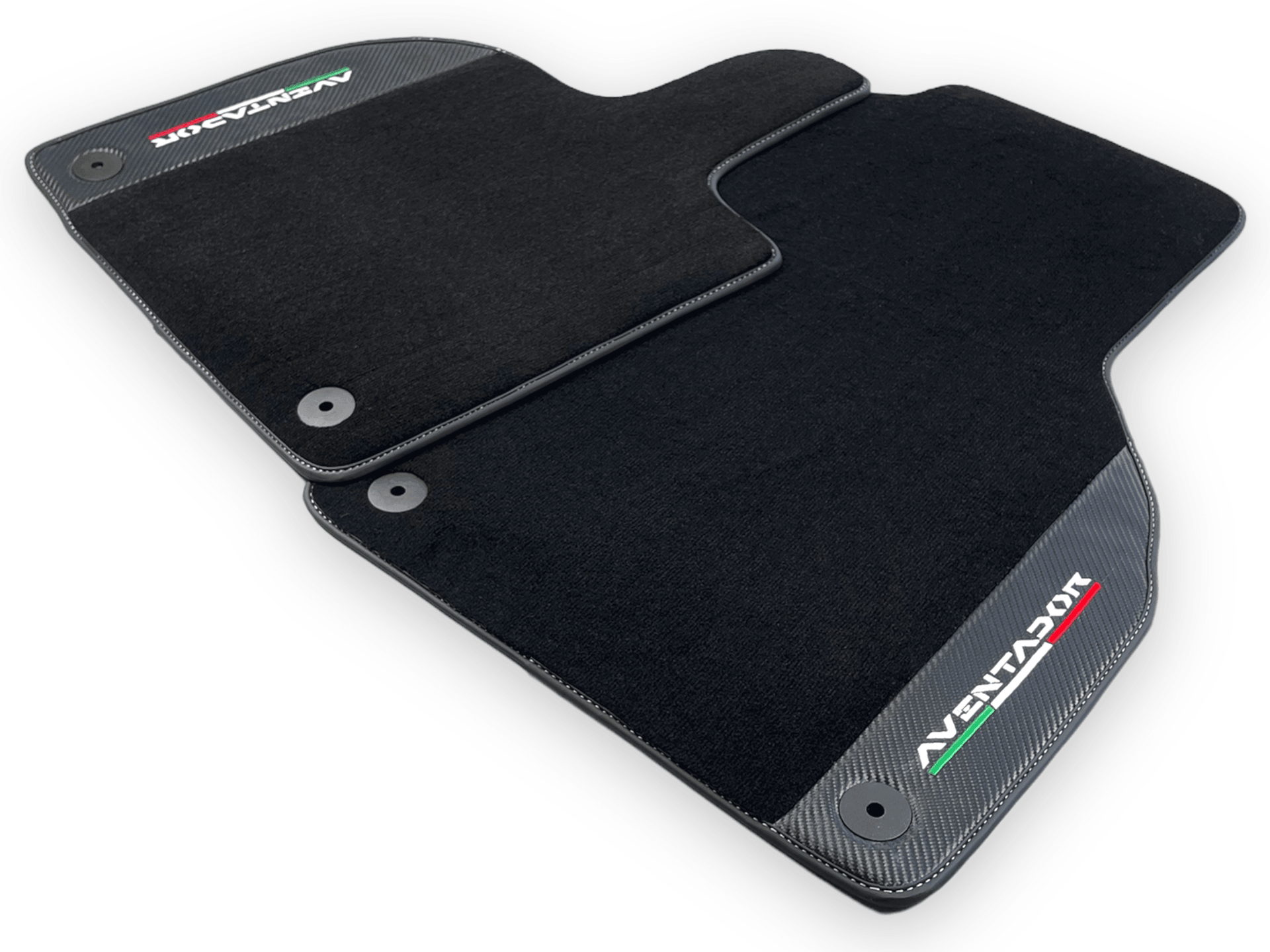 Black Floor Mats for Lamborghini Aventador With Carbon Fiber Leather - AutoWin