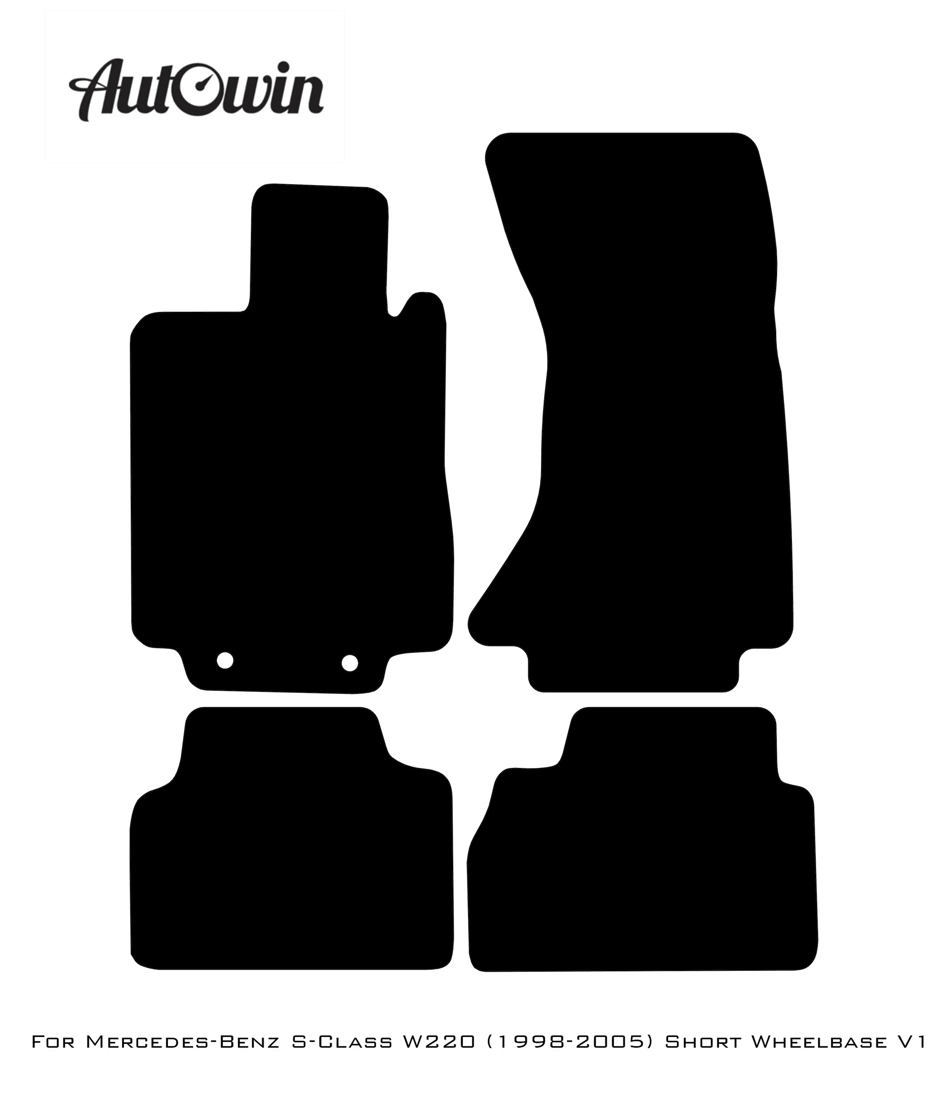 Black Floor Mats For Mercedes Benz S-Class W220 (1998-2005) Short Wheelbase | AutoWin Edition - AutoWin