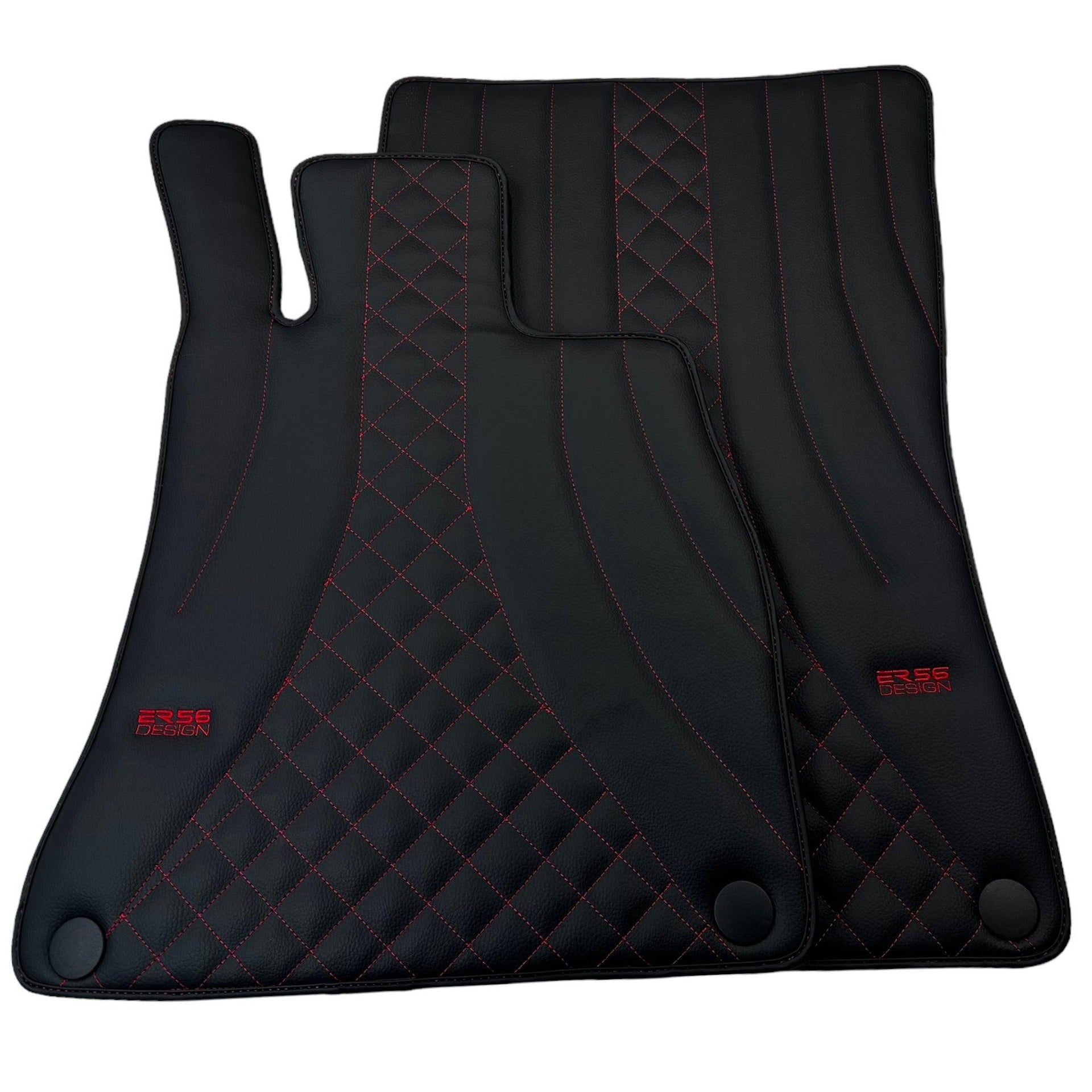 Black Leather Floor Mats For Mercedes Benz S-Class W140 (1991-1998) | ER56 Design - AutoWin