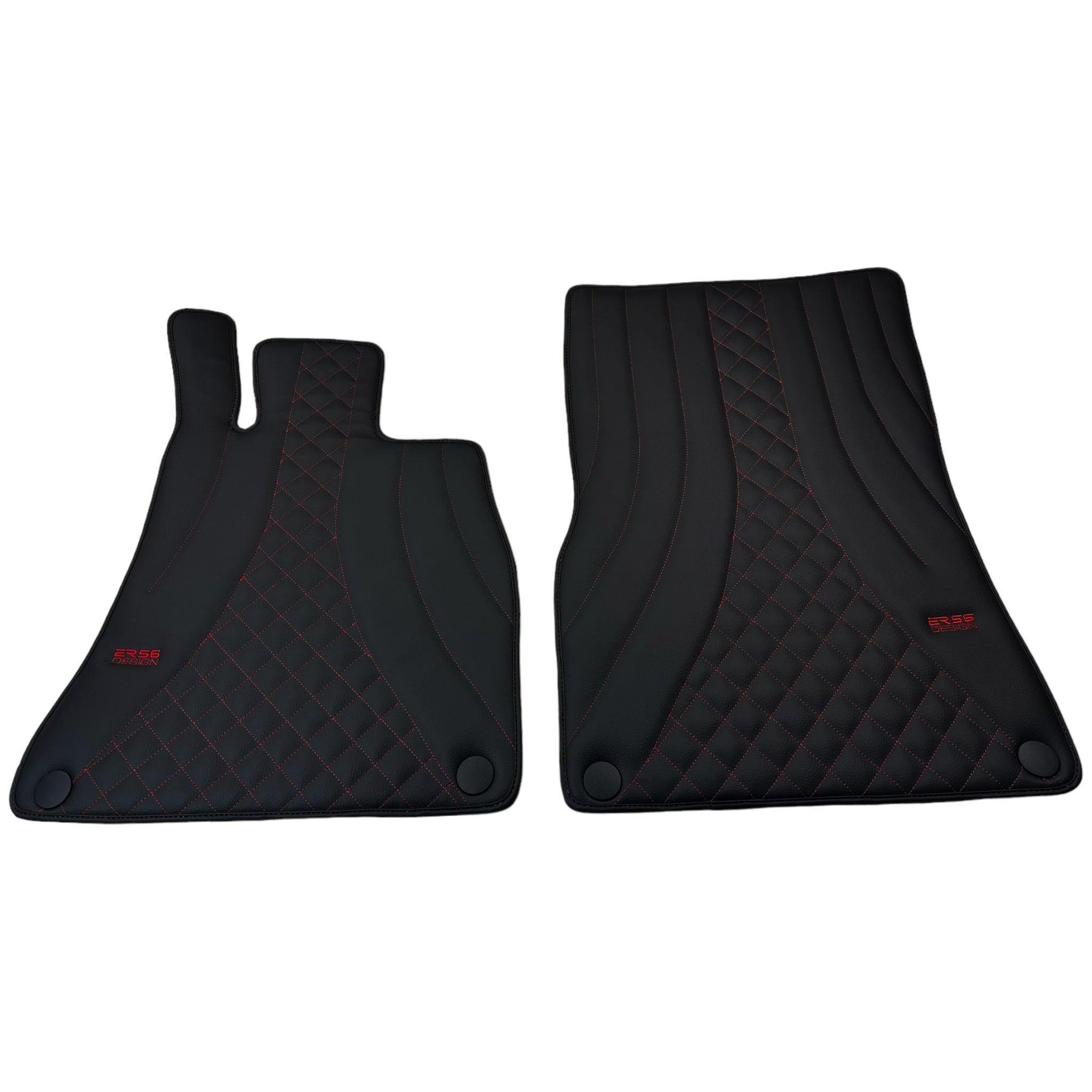 Black Leather Floor Mats For Mercedes Benz S-Class W140 (1991-1998) | ER56 Design - AutoWin