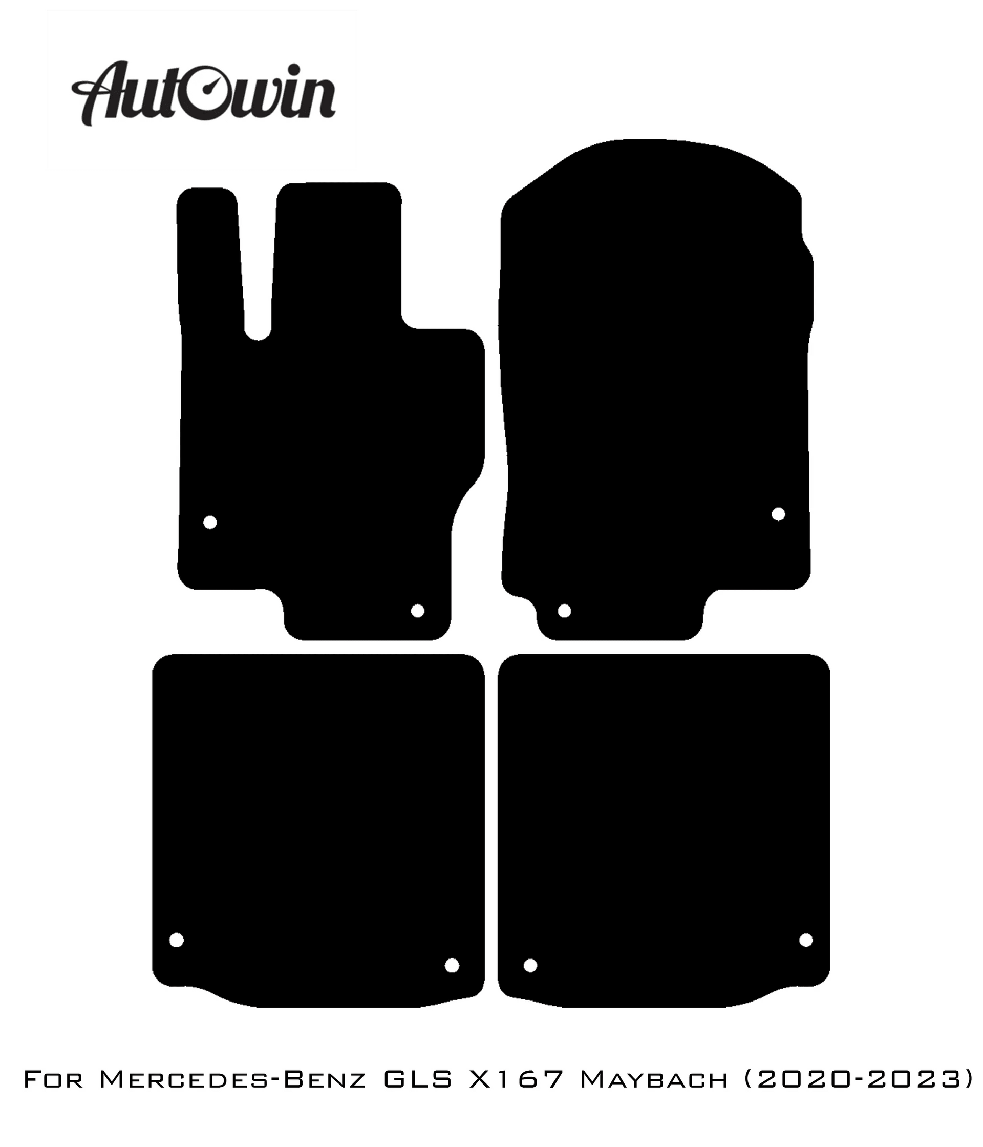 Black Sheepskin Floor Mats For Mercedes Benz GLS-Class X167 Maybach (2020-2023) | ER56 Design - AutoWin