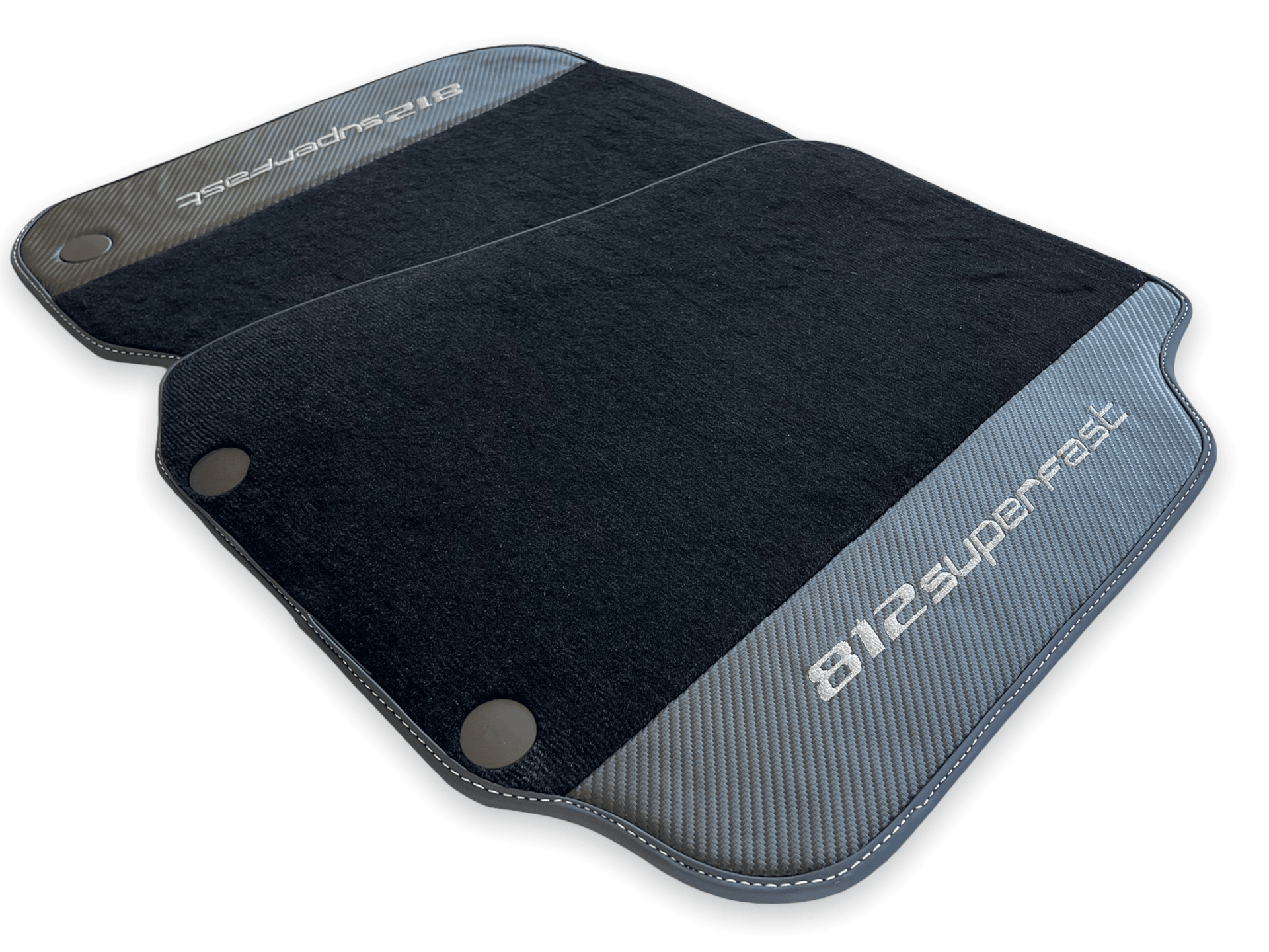 Floor Mats For Ferrari 812 Superfast Carbon Fiber And Black Carpet - AutoWin