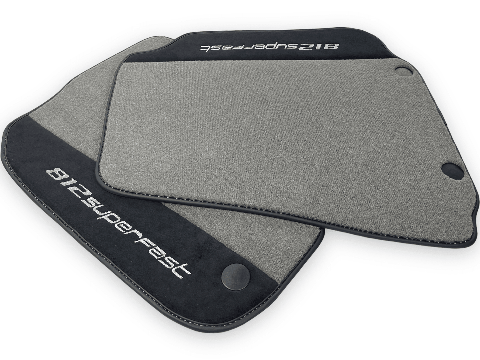 Gray Floor Mats For Ferrari 812 Superfast With Alcantara Leather - AutoWin