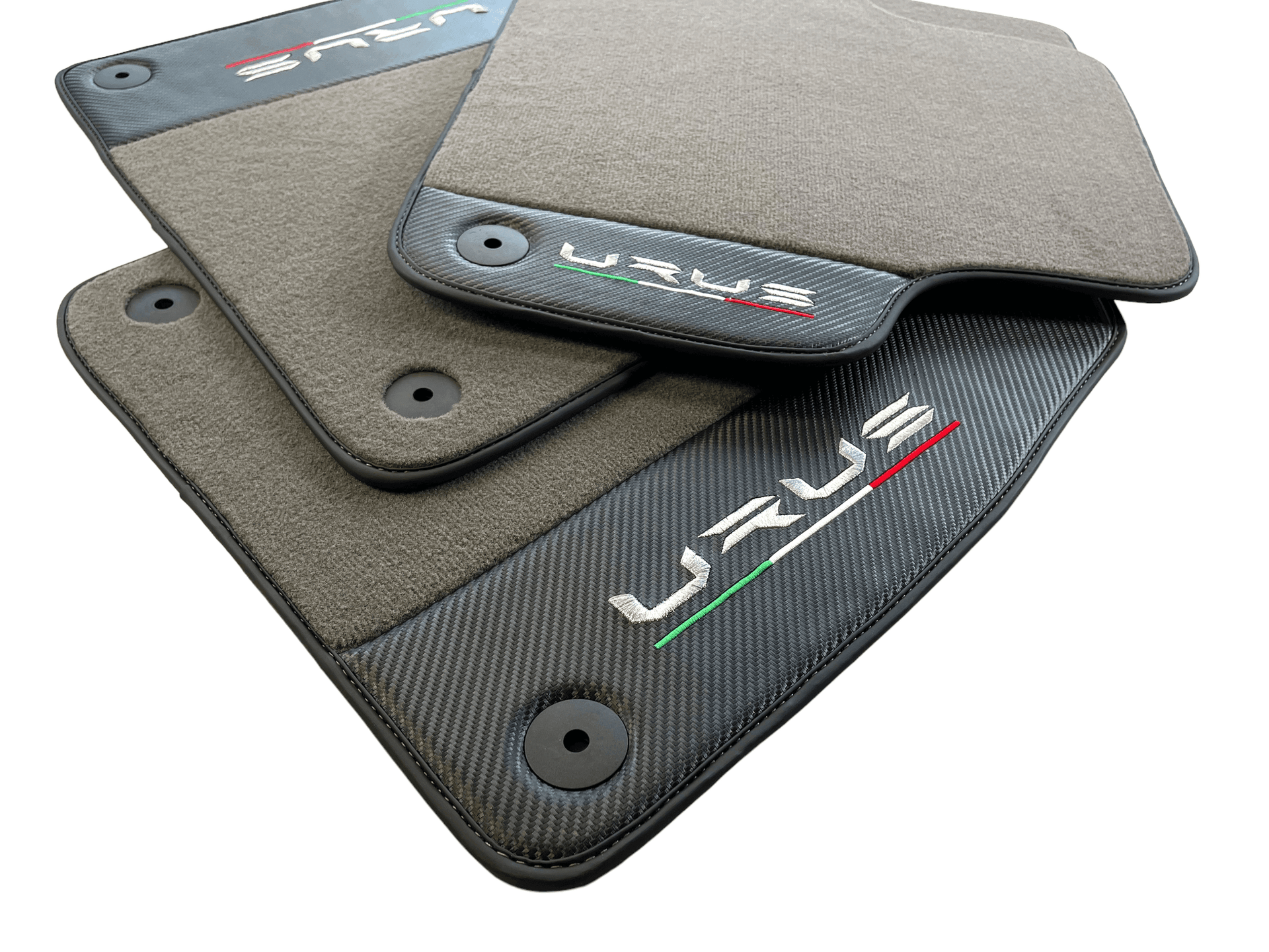 Gray Floor Mats For Lamborghini Urus With Carbon Leather - AutoWin