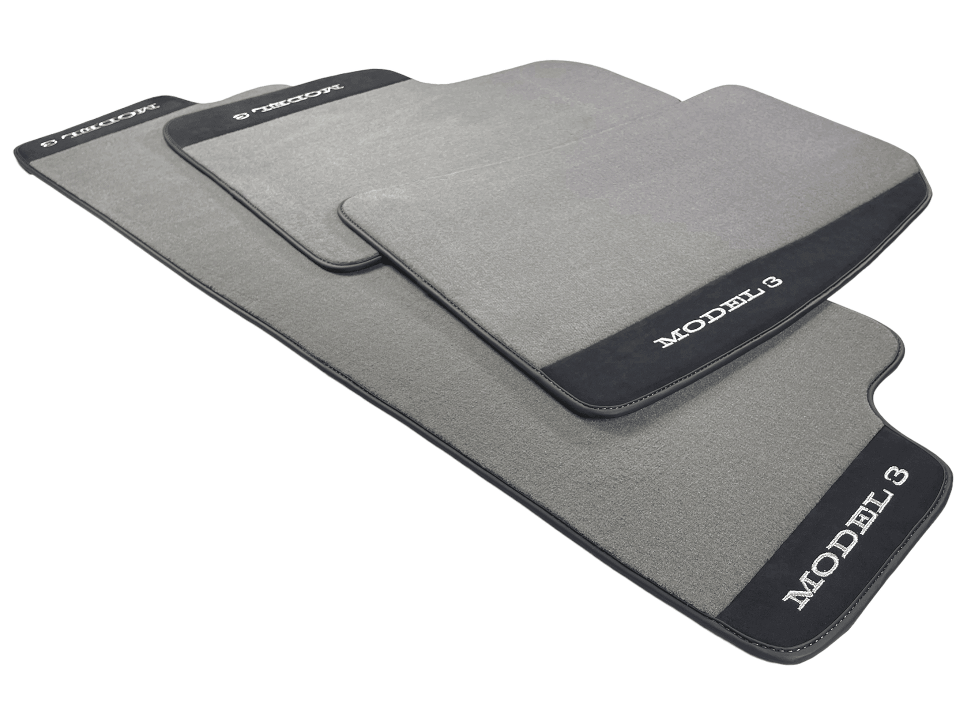 Gray Floor Mats For Tesla Model 3 With Alcantara Leather - AutoWin