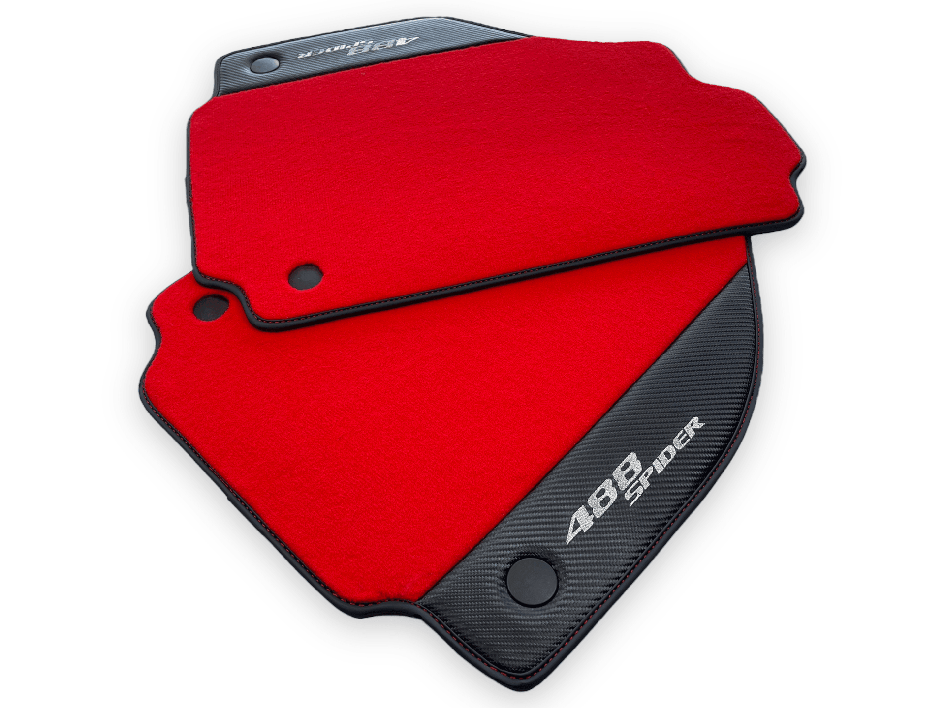 Red Floor Mats For Ferrari 488 Spider 2015-2022 Carbon Fiber - AutoWin