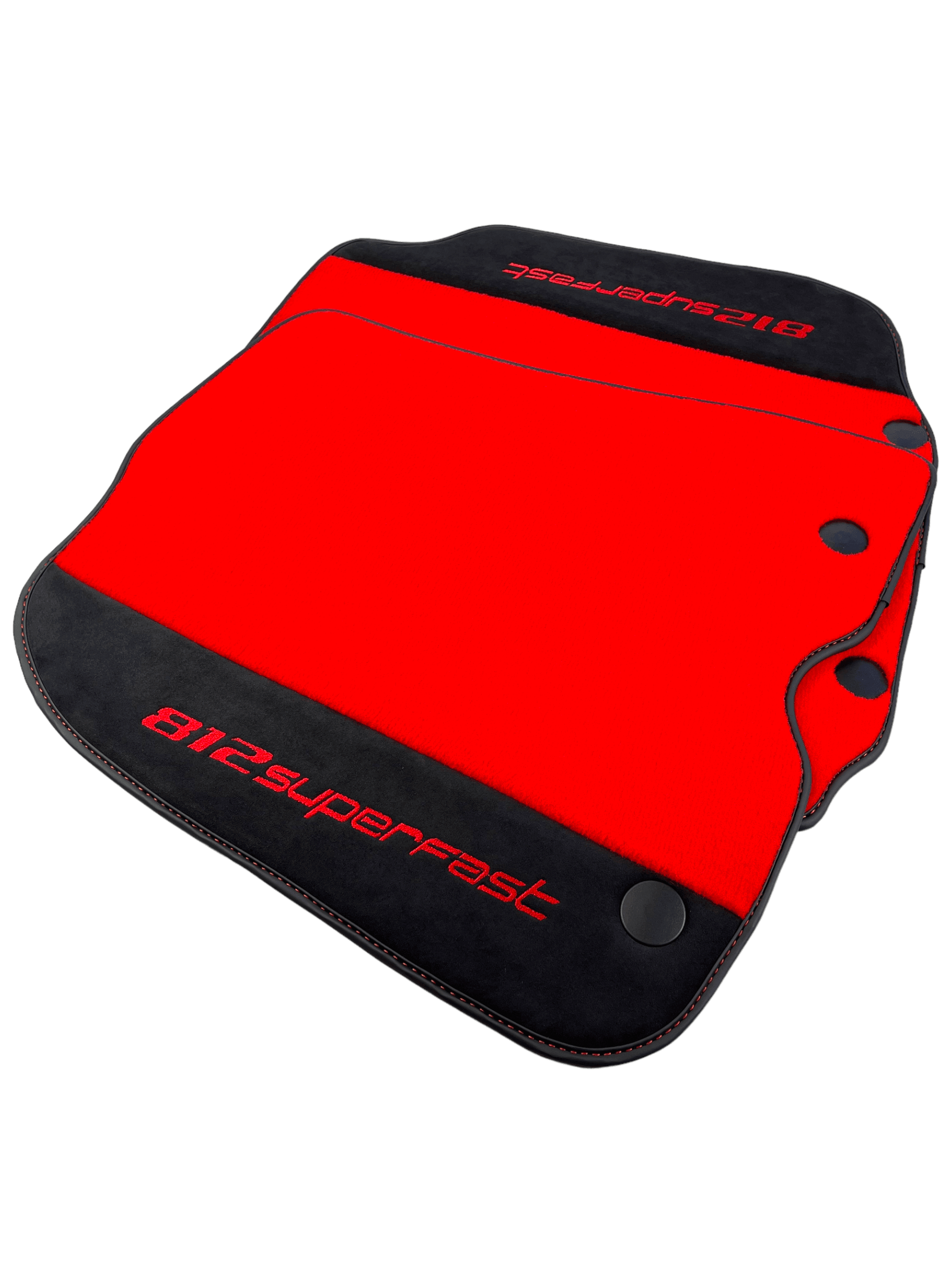 Red Floor Mats For Ferrari 812 Superfast With Alcantara Leather - AutoWin