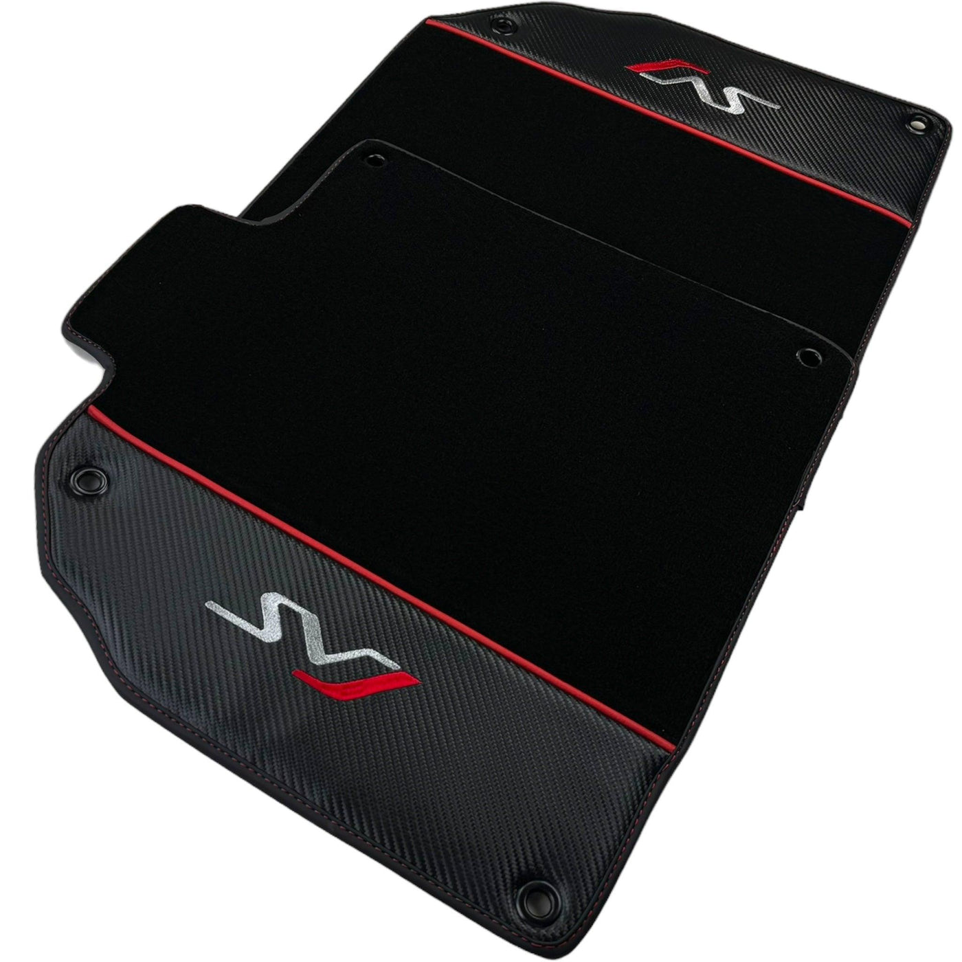 Black Floor Mats for Lamborghini Aventador SVJ with Carbon Fiber - AutoWin