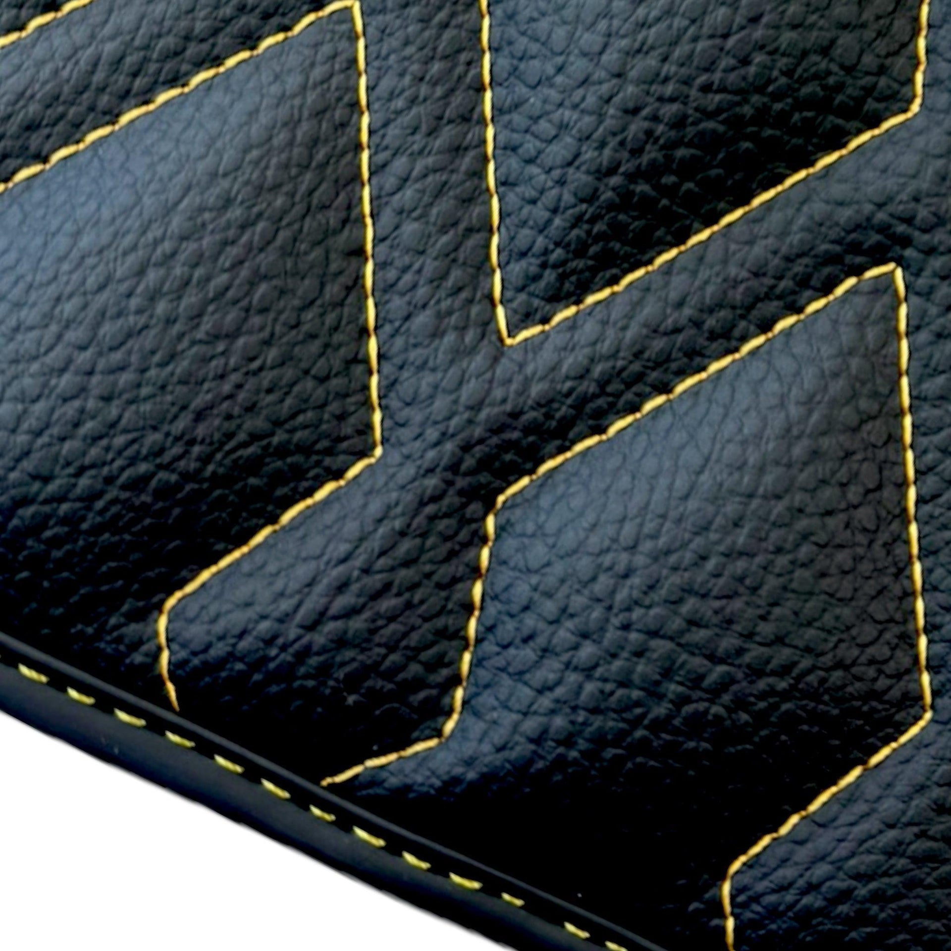 Black Leather Floor Mats for Rolls-Royce Cullinan RR31 (2018-2023) ER56 Design - AutoWin