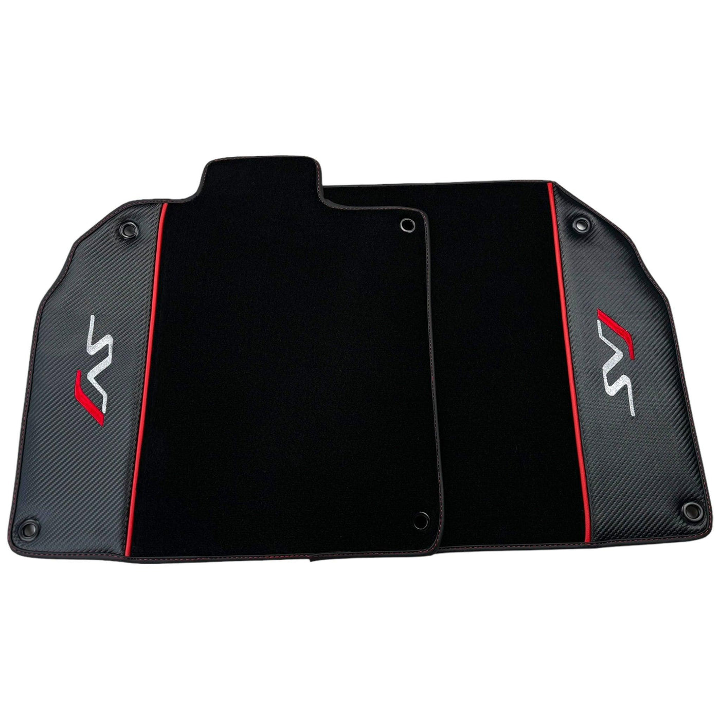Black Floor Mats for Lamborghini Aventador SVJ with Carbon Fiber - AutoWin
