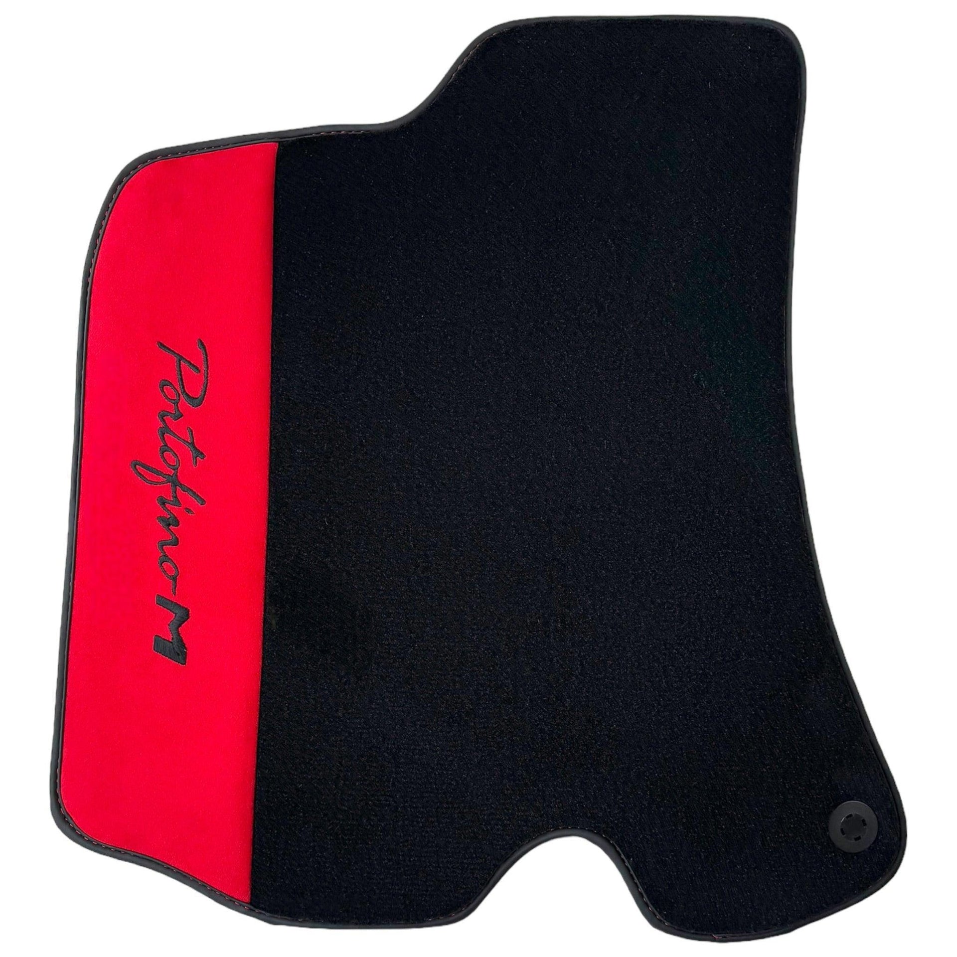Black Floor Mats for Ferrari Portofino M (2018-2023) with Red Alcantara Leather - AutoWin