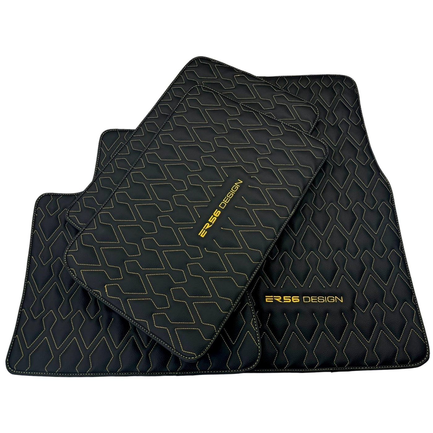 Black Leather Floor Mats for Rolls-Royce Phantom VIII (2017-2024) ER56 Design - AutoWin