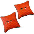 Orange Leather Pillows Performante Set of 2 with Black Sewing - AutoWin