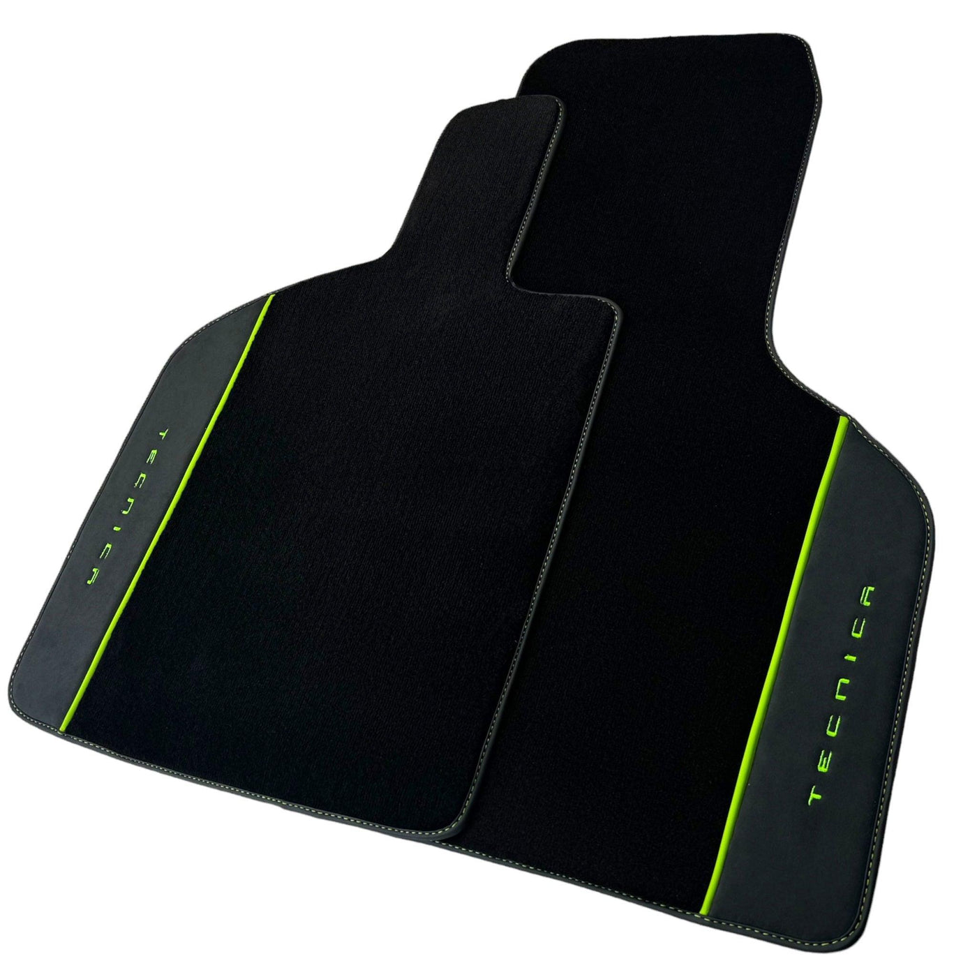 Black Floor Mats for Lamborghini Huracan Tecnica with Alcantara Leather | Green Edition - AutoWin