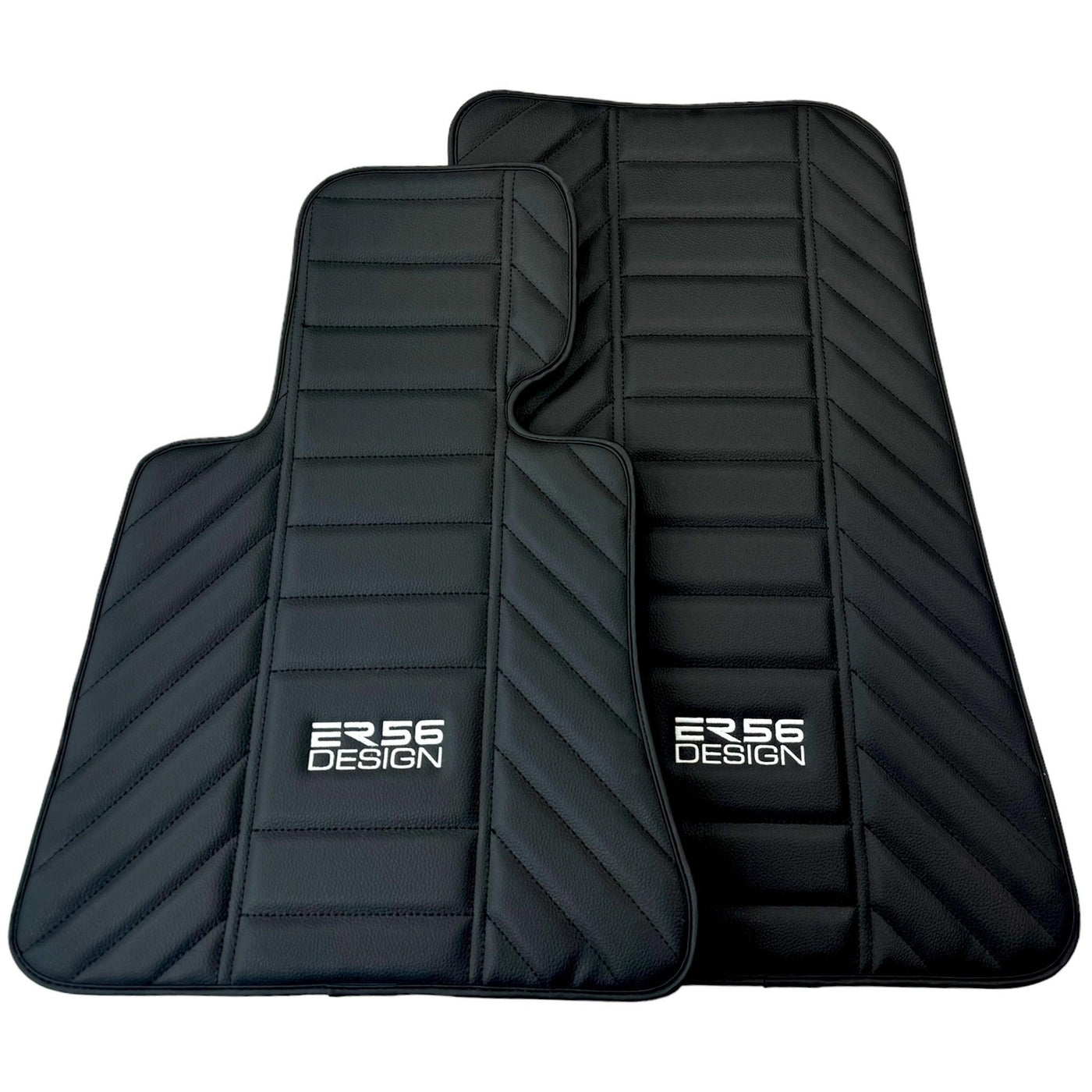 Black Leather Floor Mats for Rolls Royce Ghost Series II (2021-2024) ER56 Design - AutoWin