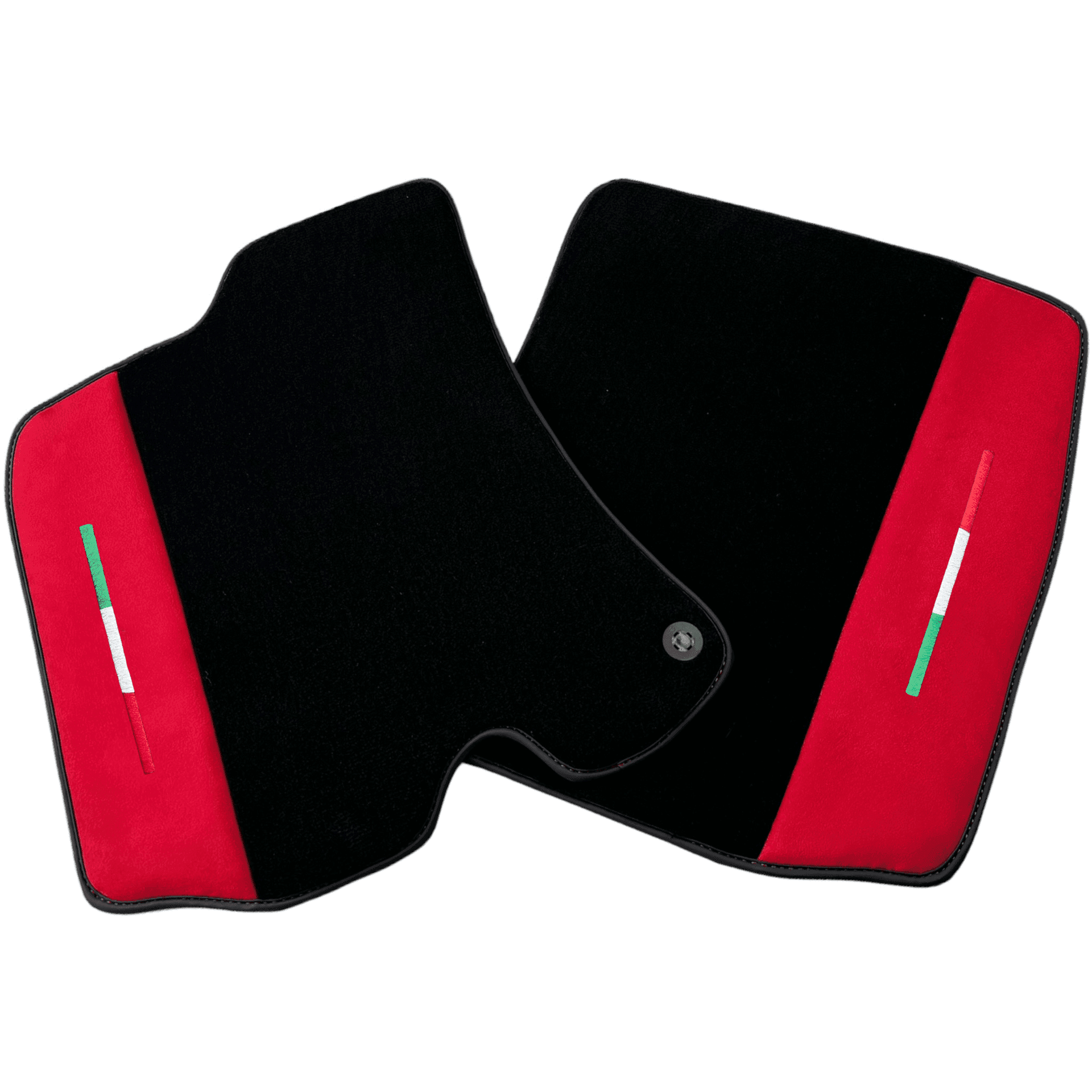 Black Floor Mats for Ferrari Roma (2021-2024) with Red Alcantara Leather - AutoWin