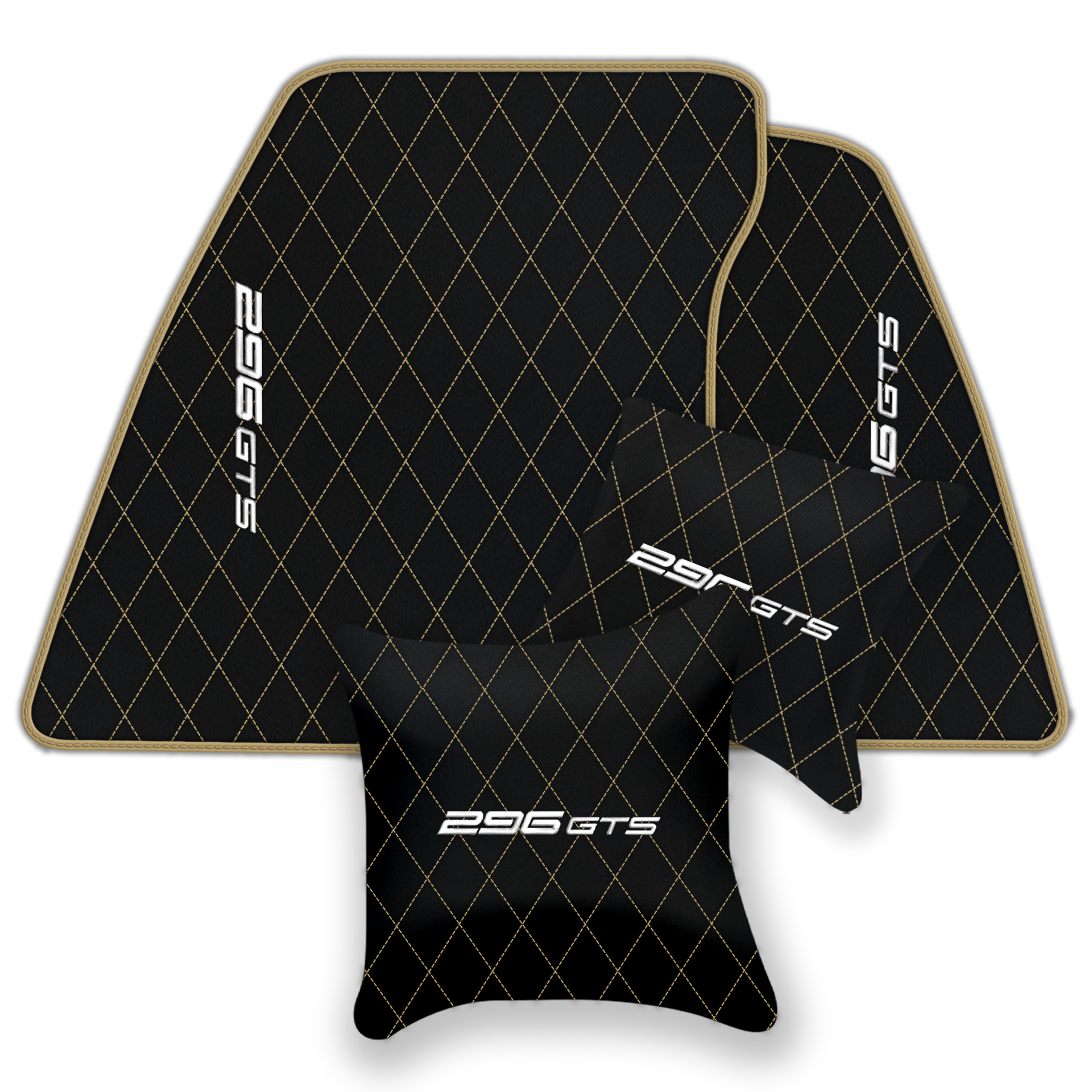 Ferrari 296 GTB Black Leather Floor Mats | Stylish & Durable