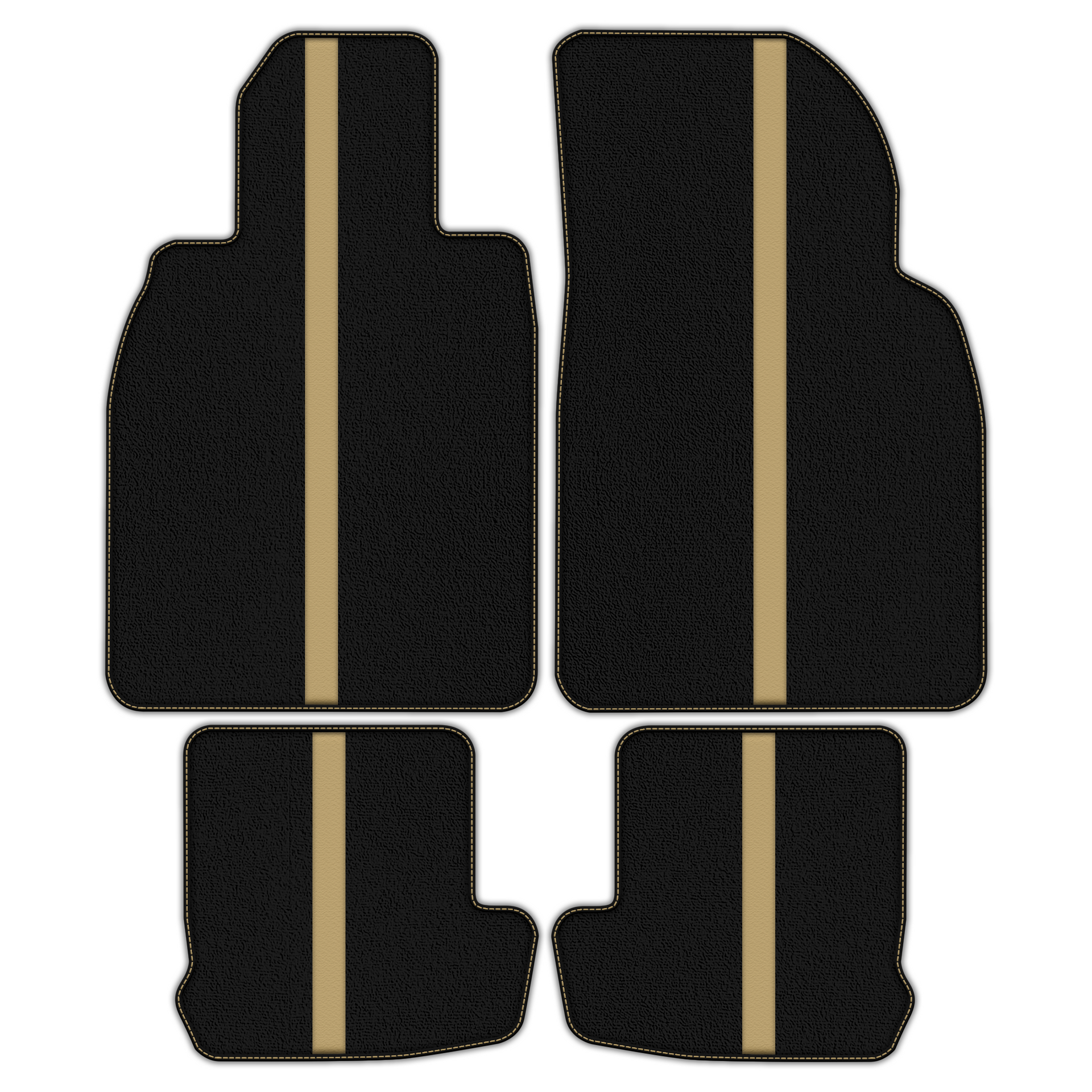 Black Floor Mats with Leather Line for Porsche Classic 911 - 991 (2012-2019) - Various Colors