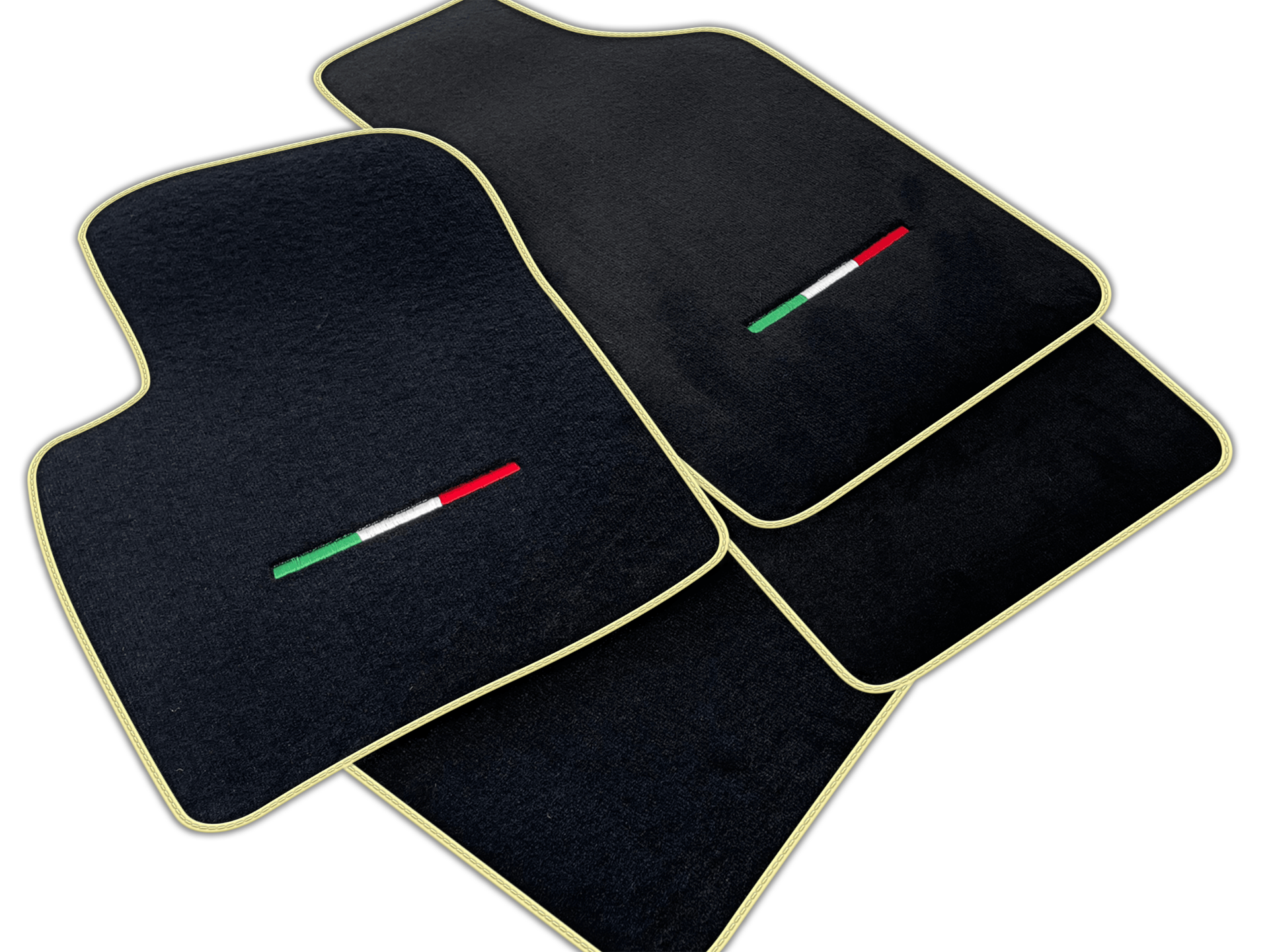 Italian Edition Black Floor Mats for Fiat 500 (2013-2015) Automatic