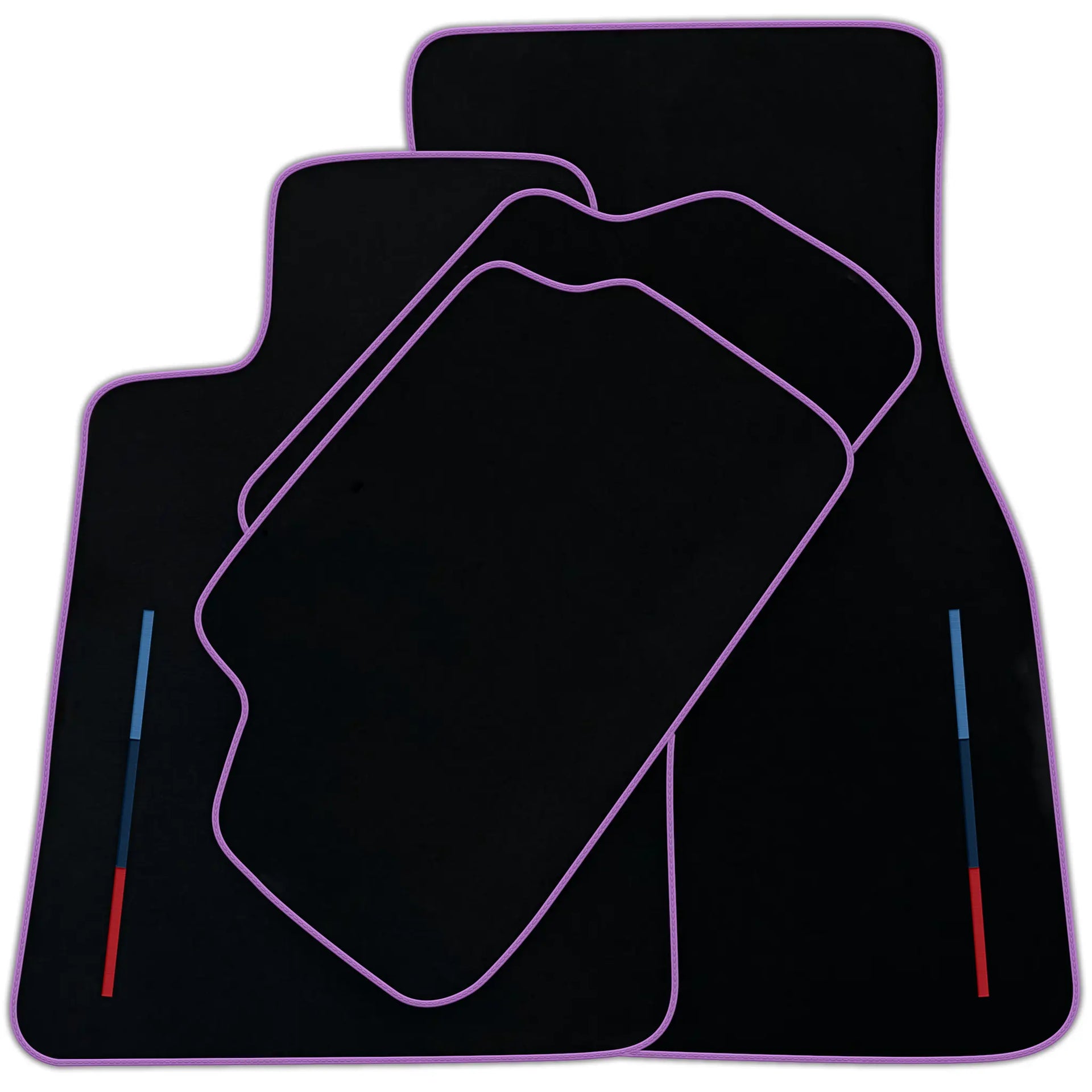 Black Floor Mats For BMW M5 E34 With 3 Color Stripes Tailored Set Perfect Fit | Various Trim Colors