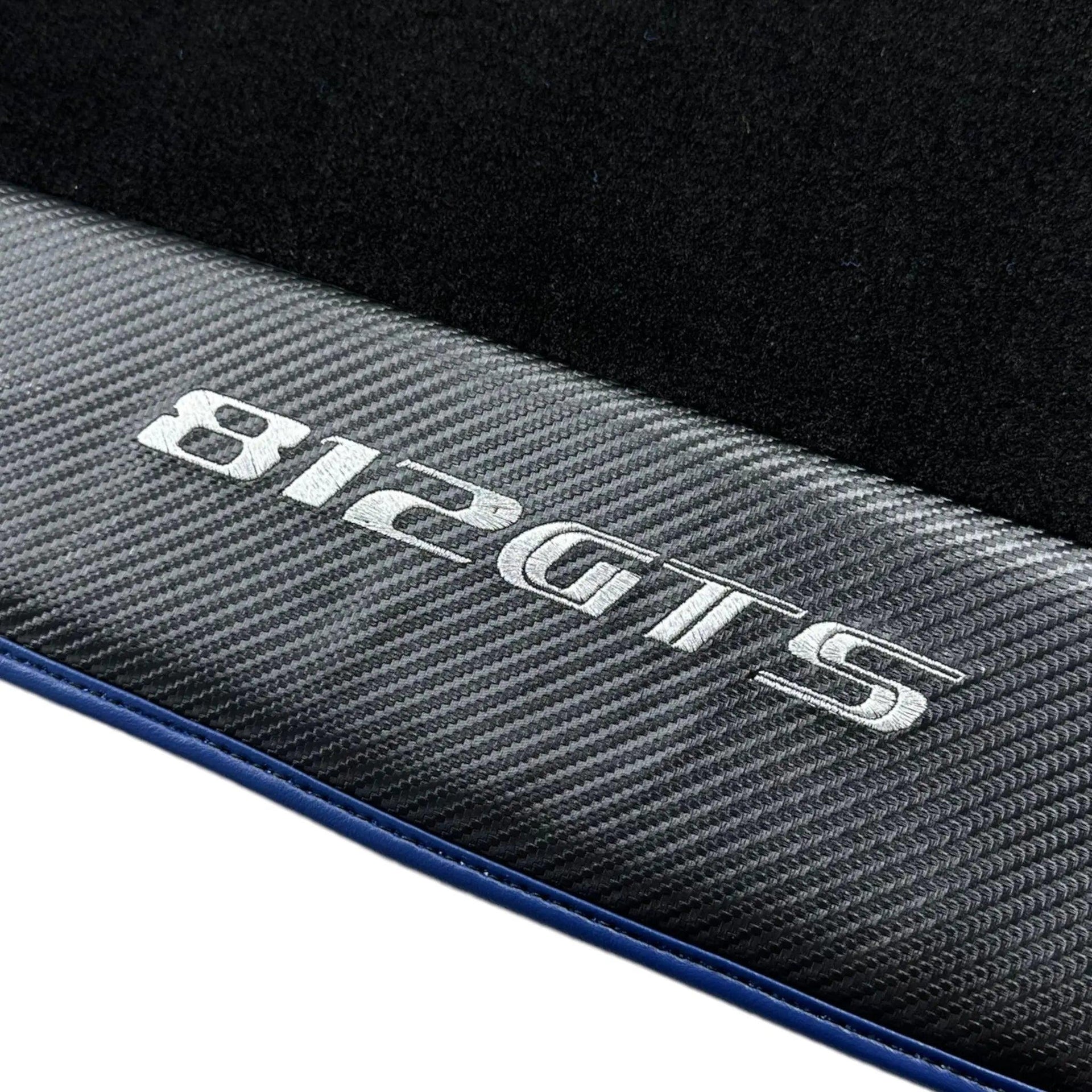 Black Floor Mats for Ferrari 812 GTS (2019-2023) with Carbon Leather - AutoWin