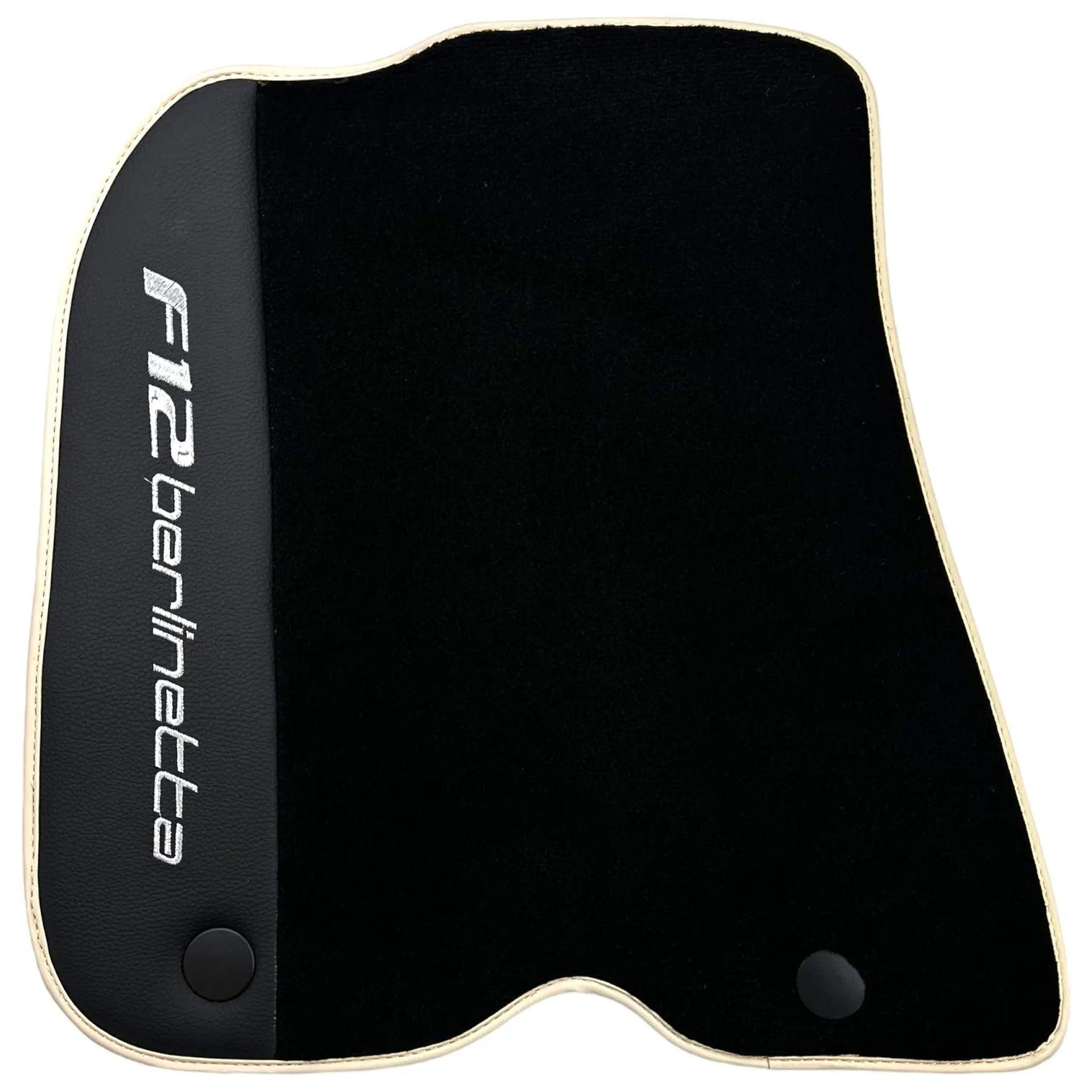 Black Floor Mats for Ferrari F12 Berlinetta (2012-2022) with Leather - AutoWin