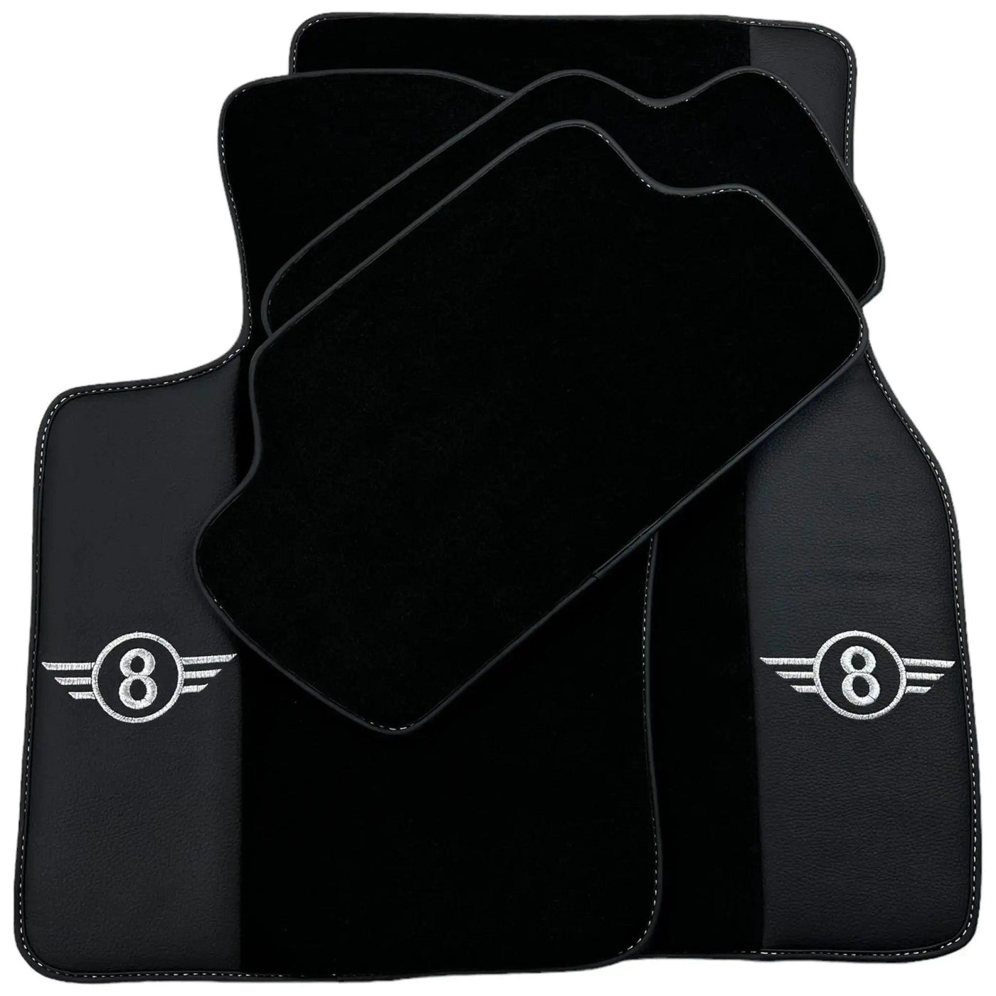 Black Floor Mats for Mini Clubman F54 (2015-2019) with Leather - AutoWin