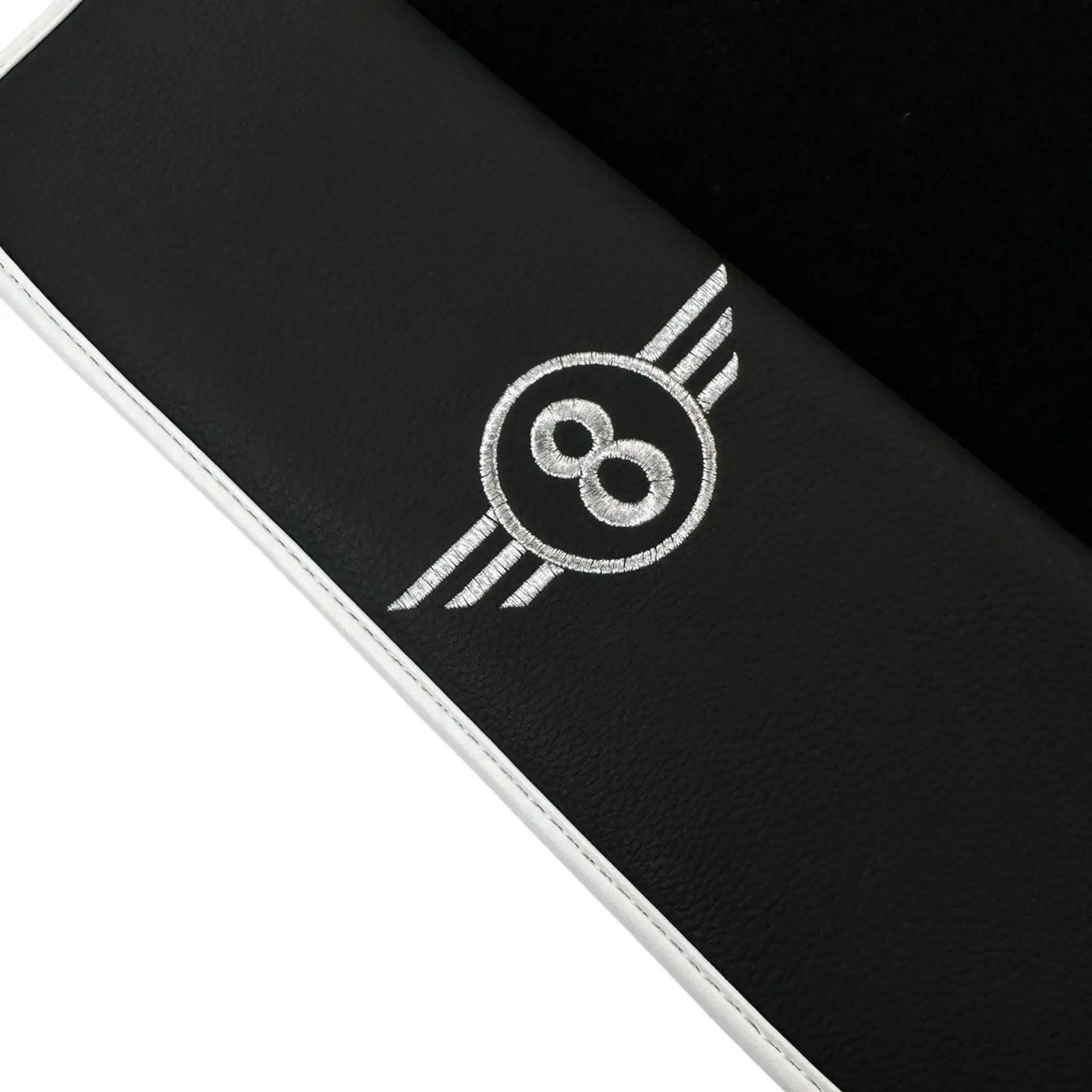 Black Floor Mats for Mini Clubman F54 (2019-2023) with Leather | White Trim - AutoWin