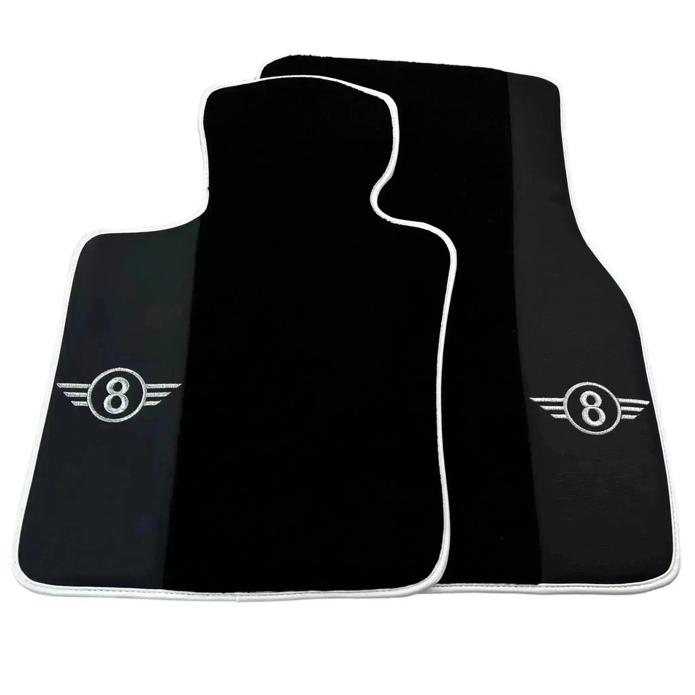 Black Floor Mats for Mini Clubman R55 (2007-2015) with Leather | White Trim - AutoWin